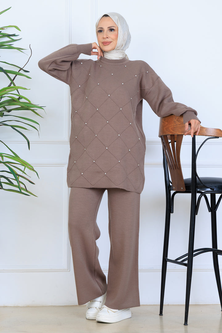 BNG Women Stone-embellished Knit Set N7067 Mink - Oldenburg