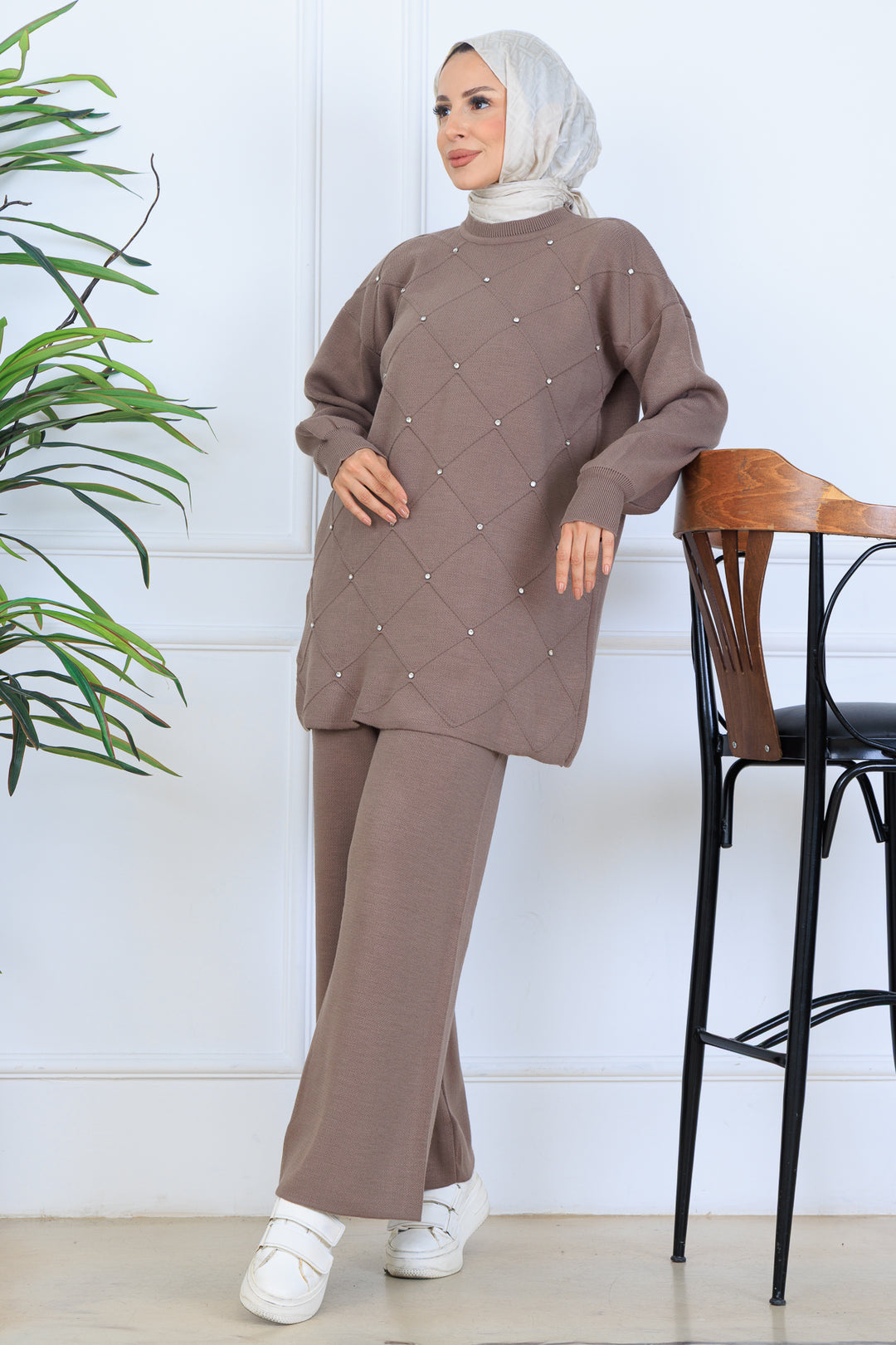 BNG Women Stone-embellished Knit Set N7067 Mink - Oldenburg