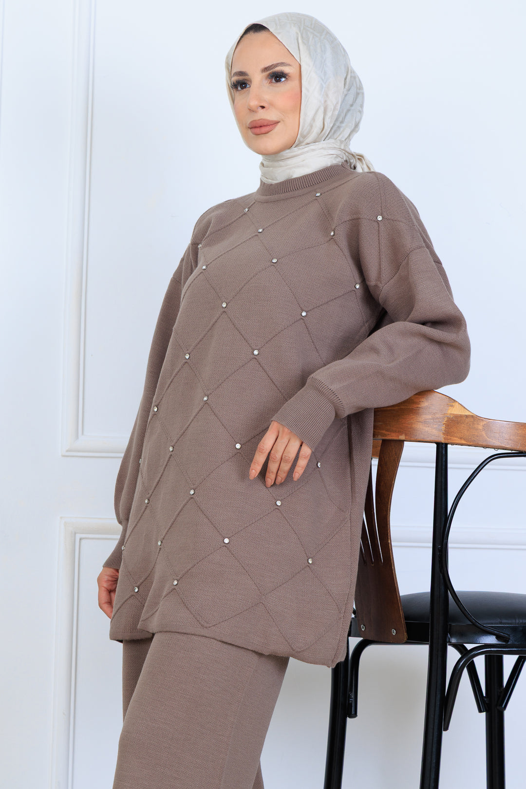 BNG Women Stone-embellished Knit Set N7067 Mink - Oldenburg