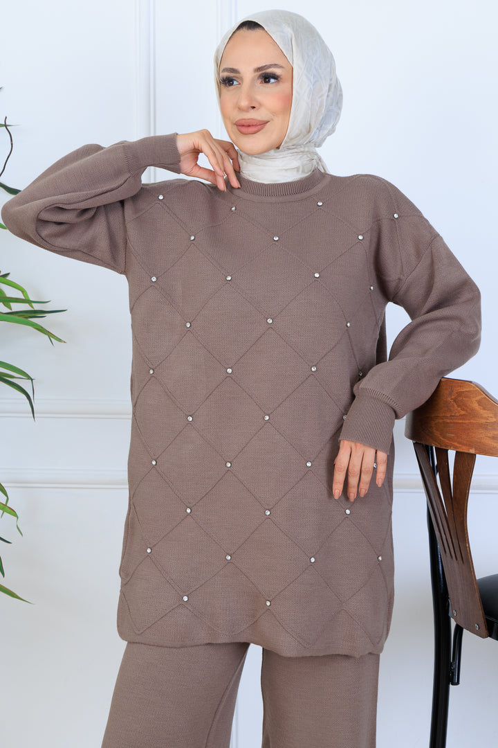 BNG Women Stone-embellished Knit Set N7067 Mink - Oldenburg