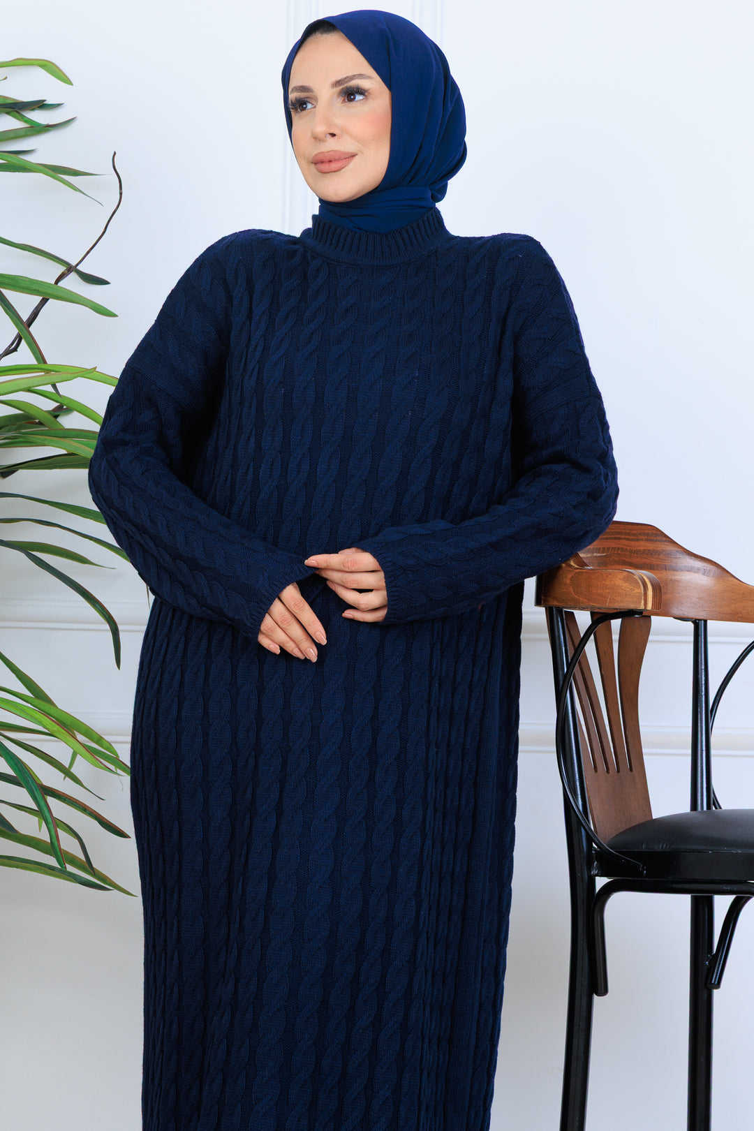 BNG Women Knitted Patterned Dress N7082 Navy - Quincy