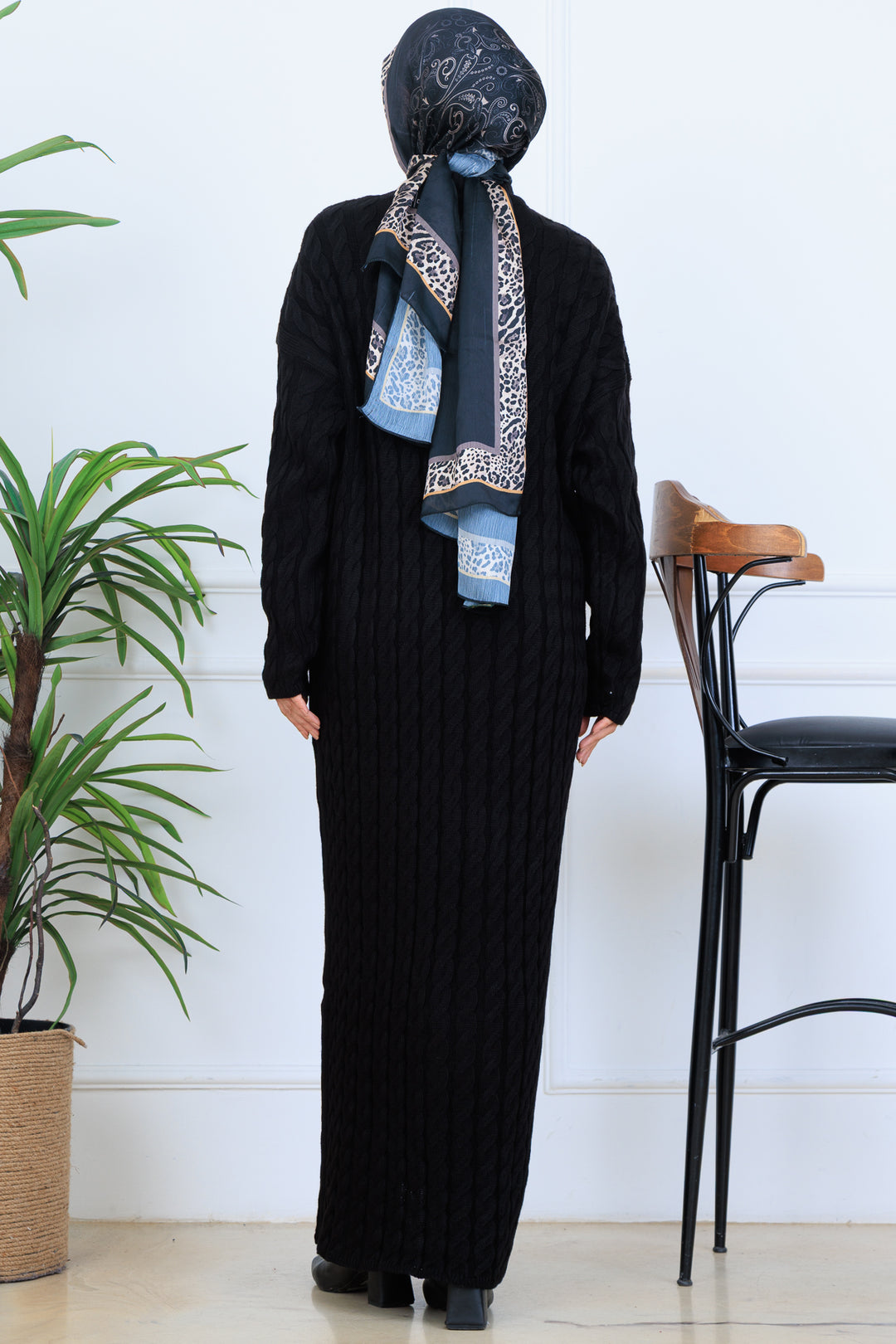 BNG Women Örgü Desenli Triko Elbise N7082 Siyah - Purísima de Bustos