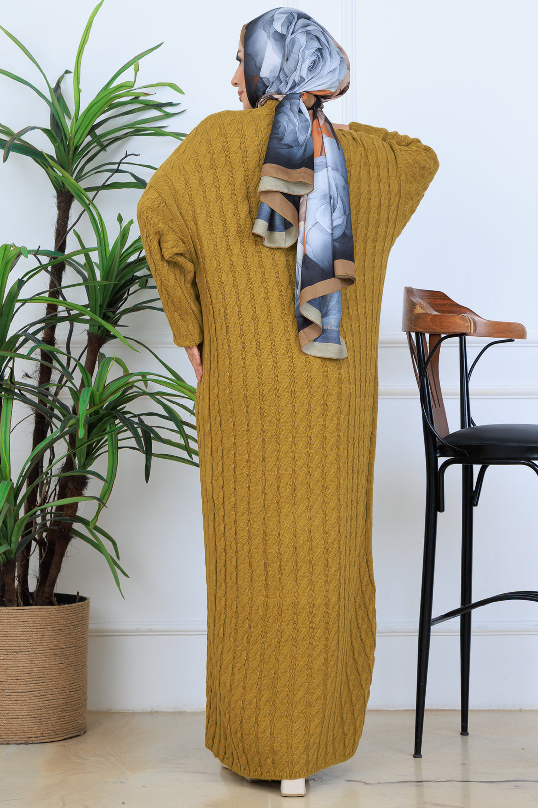 BNG Women Knitted Patterned Dress N7082 Olive Green - San Gabriel