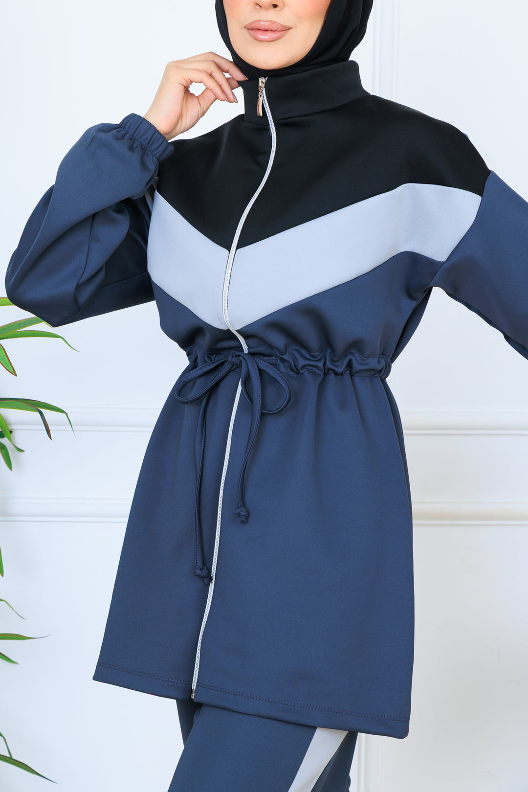 BNG Women Waist Ruffled Belted Scuba Suit N5349 Anthracite - Zapopan