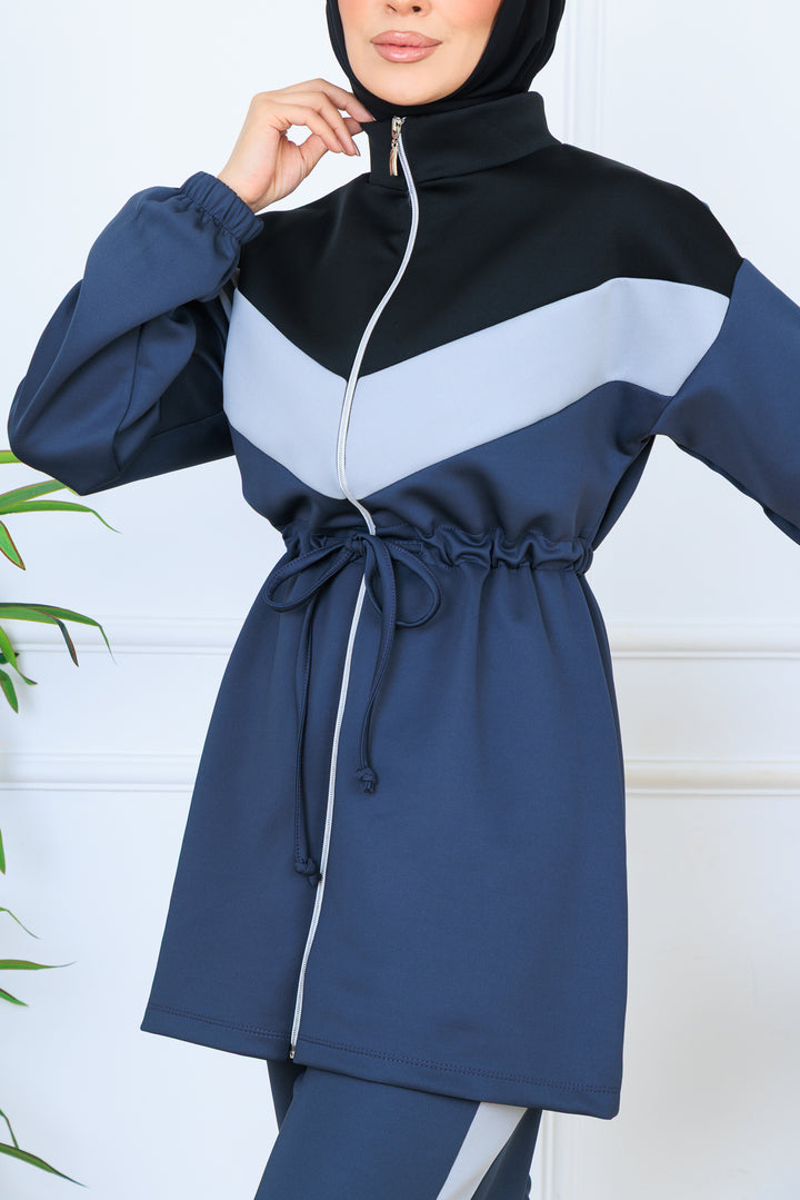 BNG Women Waist Ruffled Belted Scuba Suit N5349 Anthracite - Zapopan