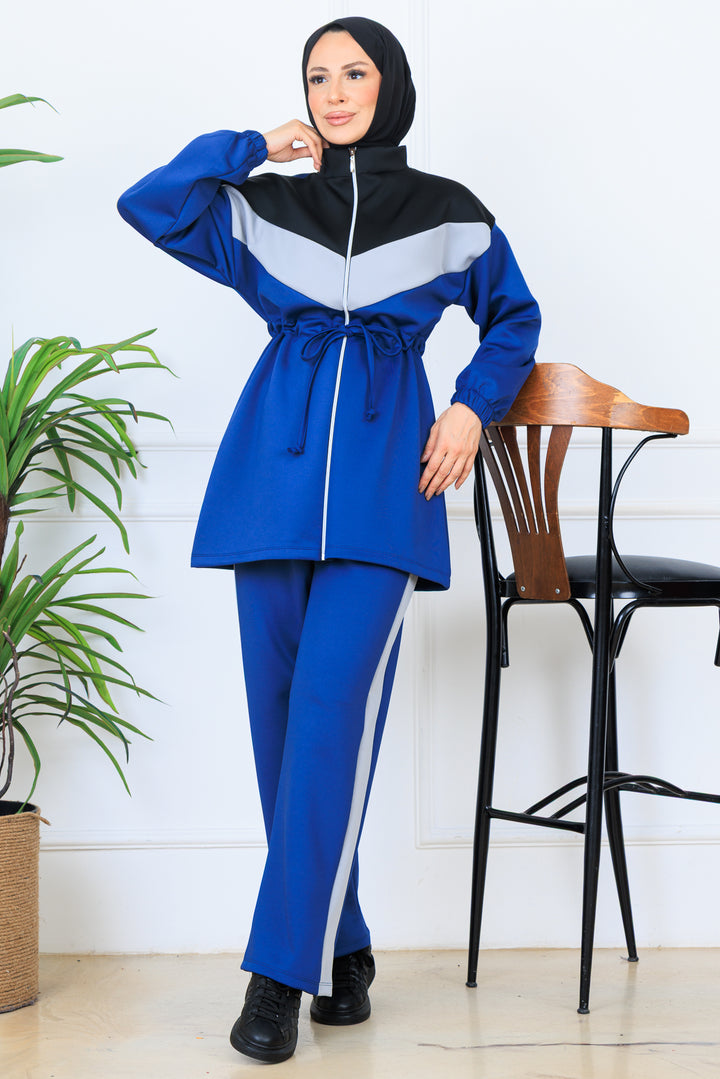 BNG Women Ruched Belted Scuba Set N5349 Indigo - Campeche