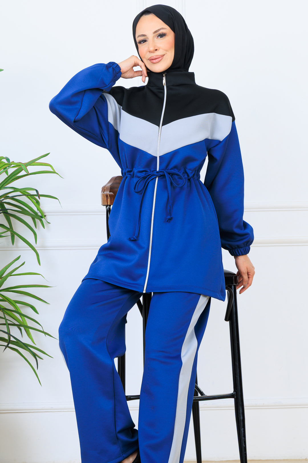 BNG Women Ruched Belted Scuba Set N5349 Indigo - Campeche