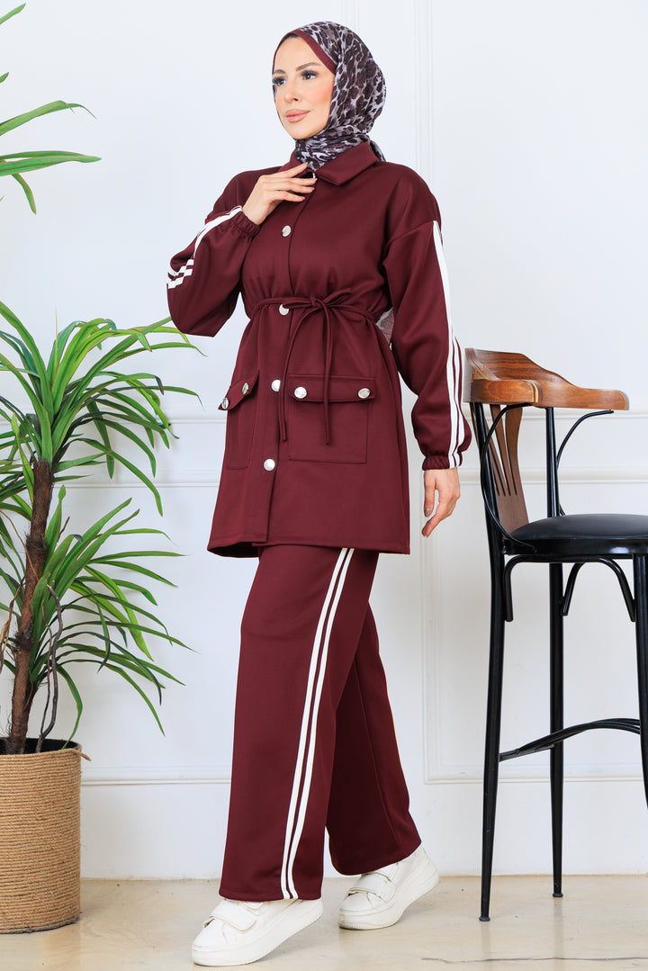 BNG Women Biyeli Scuba Suit N5333 Burgundy - Hallandale Beach