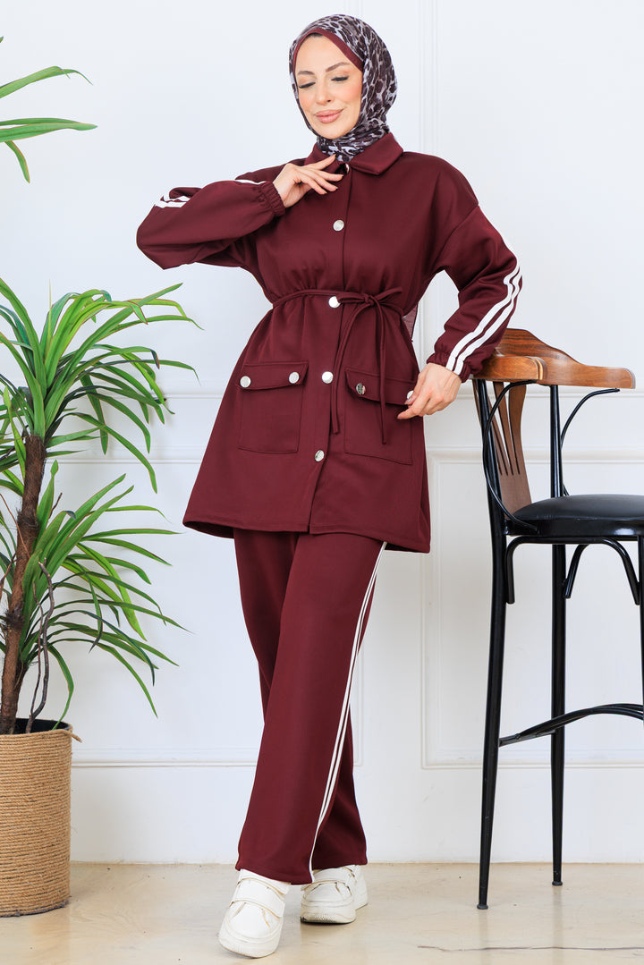 BNG Women Biyeli Scuba Suit N5333 Burgundy - Hallandale Beach
