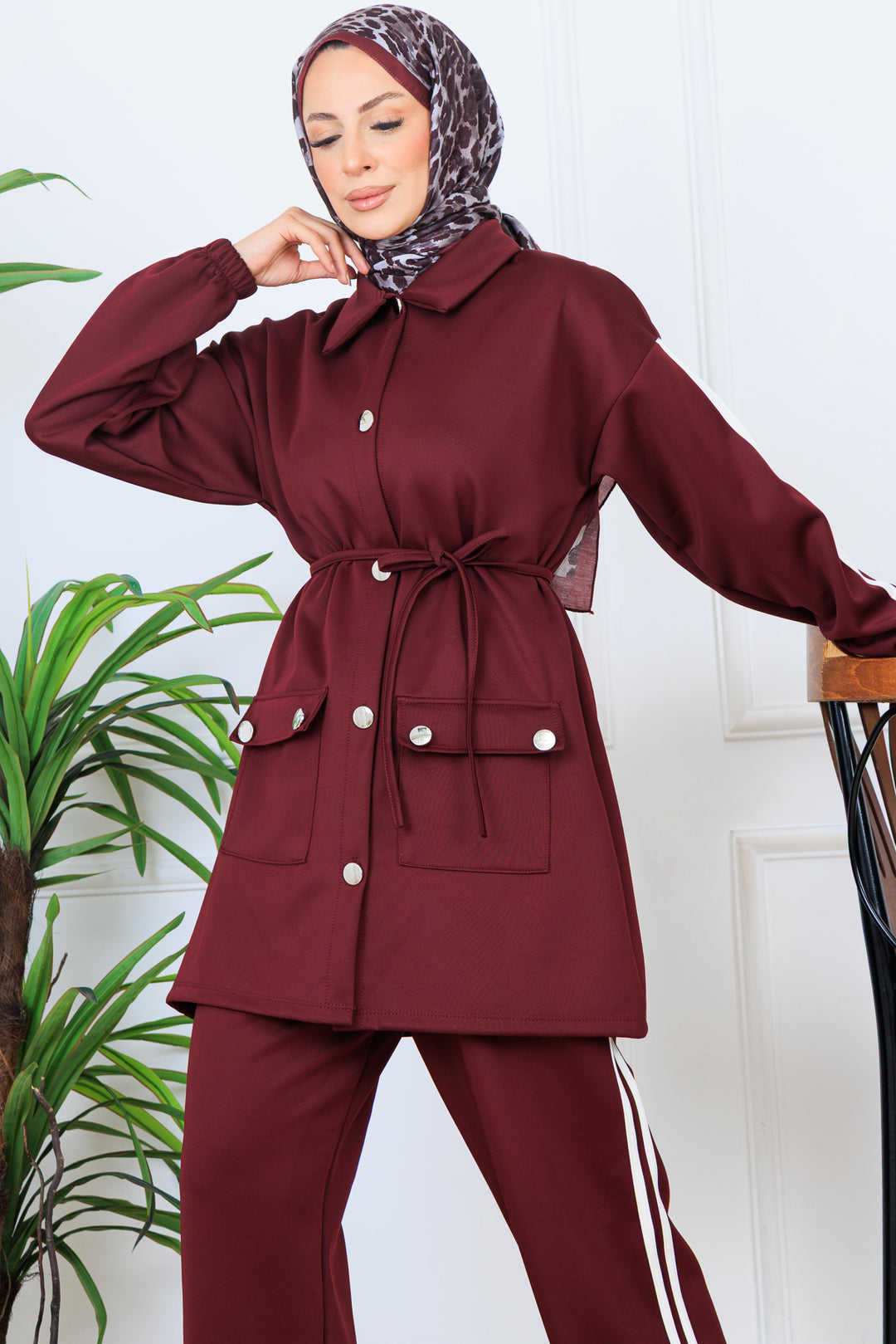 BNG Women Biyeli Scuba Suit N5333 Burgundy - Hallandale Beach