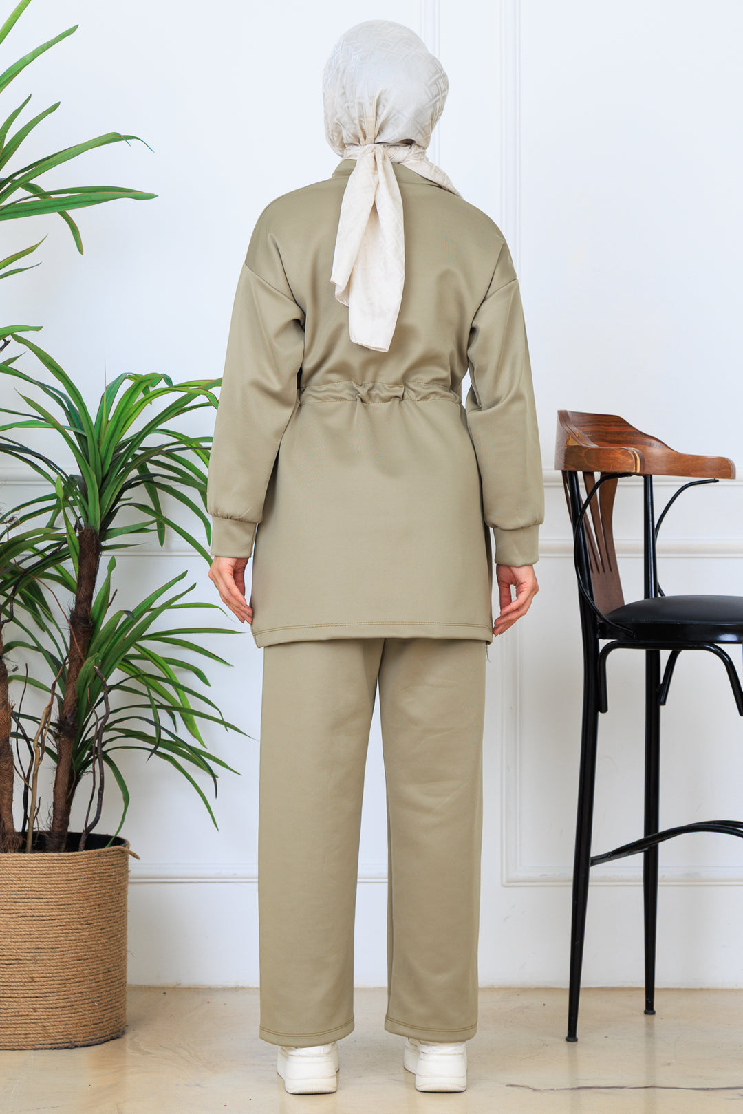 BNG Women Waist Ruffled Zippered Scuba Suit N5329 Sage Green - Torrelavega