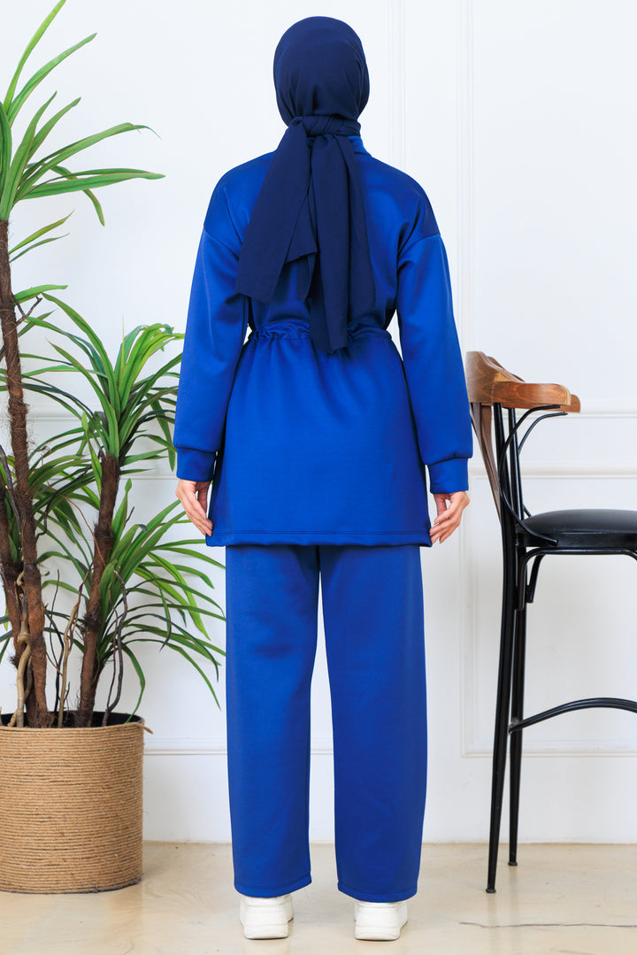 BNG Women Ruffled Zippered Waist Scuba Suit N5329 Indigo - Kamen