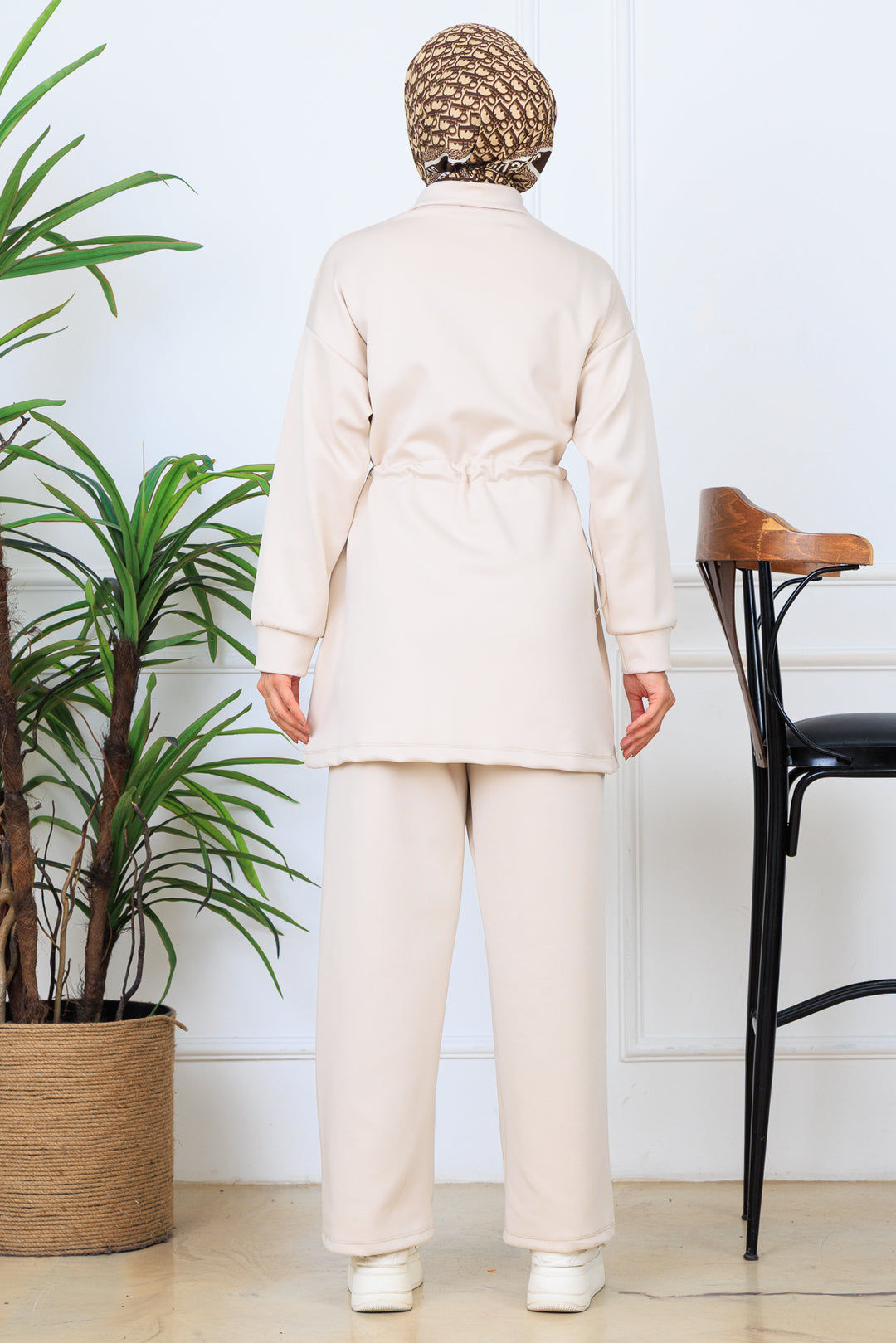 BNG Women Waist Ruffled Zippered Scuba Suit N5329 Stone Color - Valence