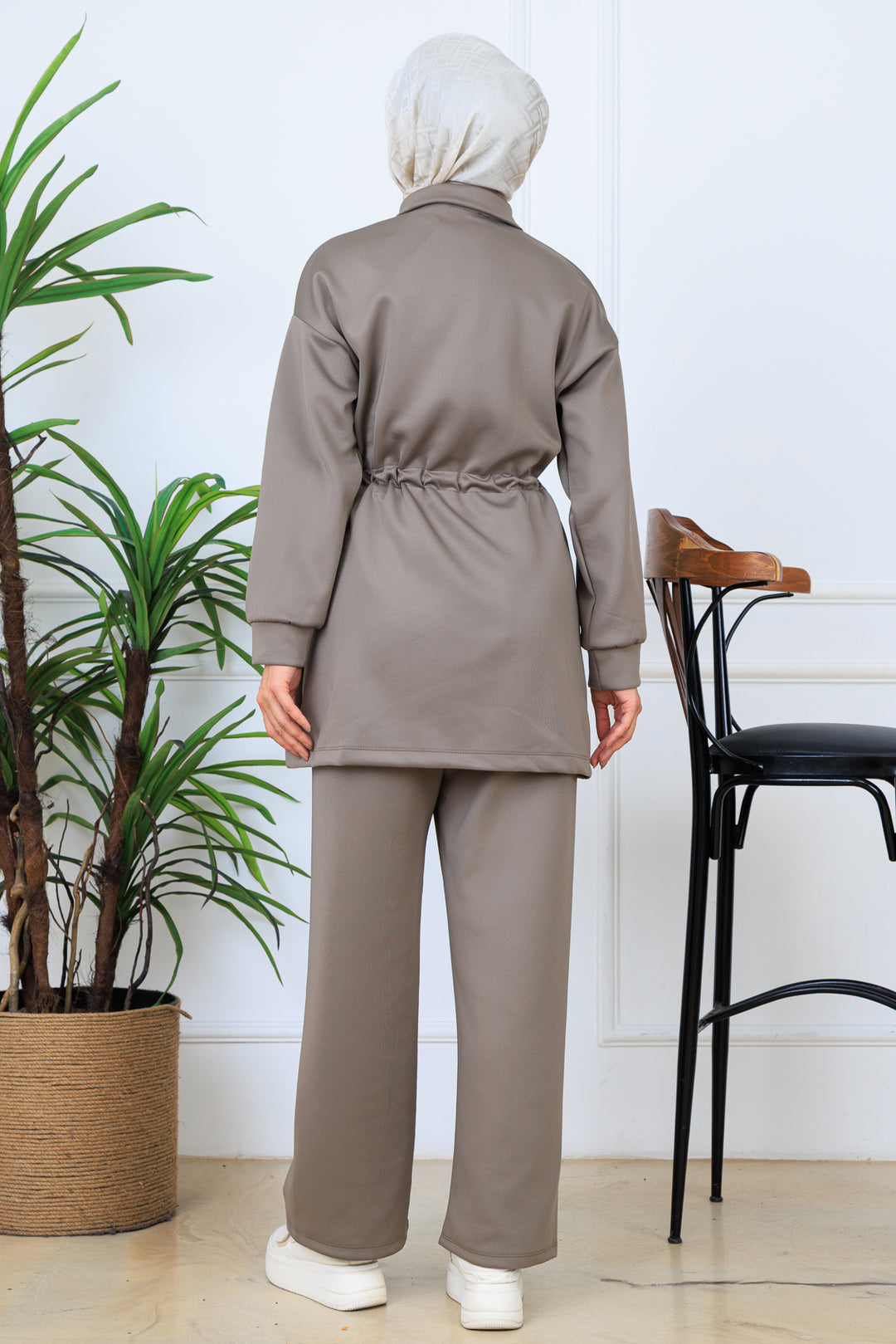 BNG Women Ruched Zippered Scuba Suit N5329 Mink - Maple Ridge