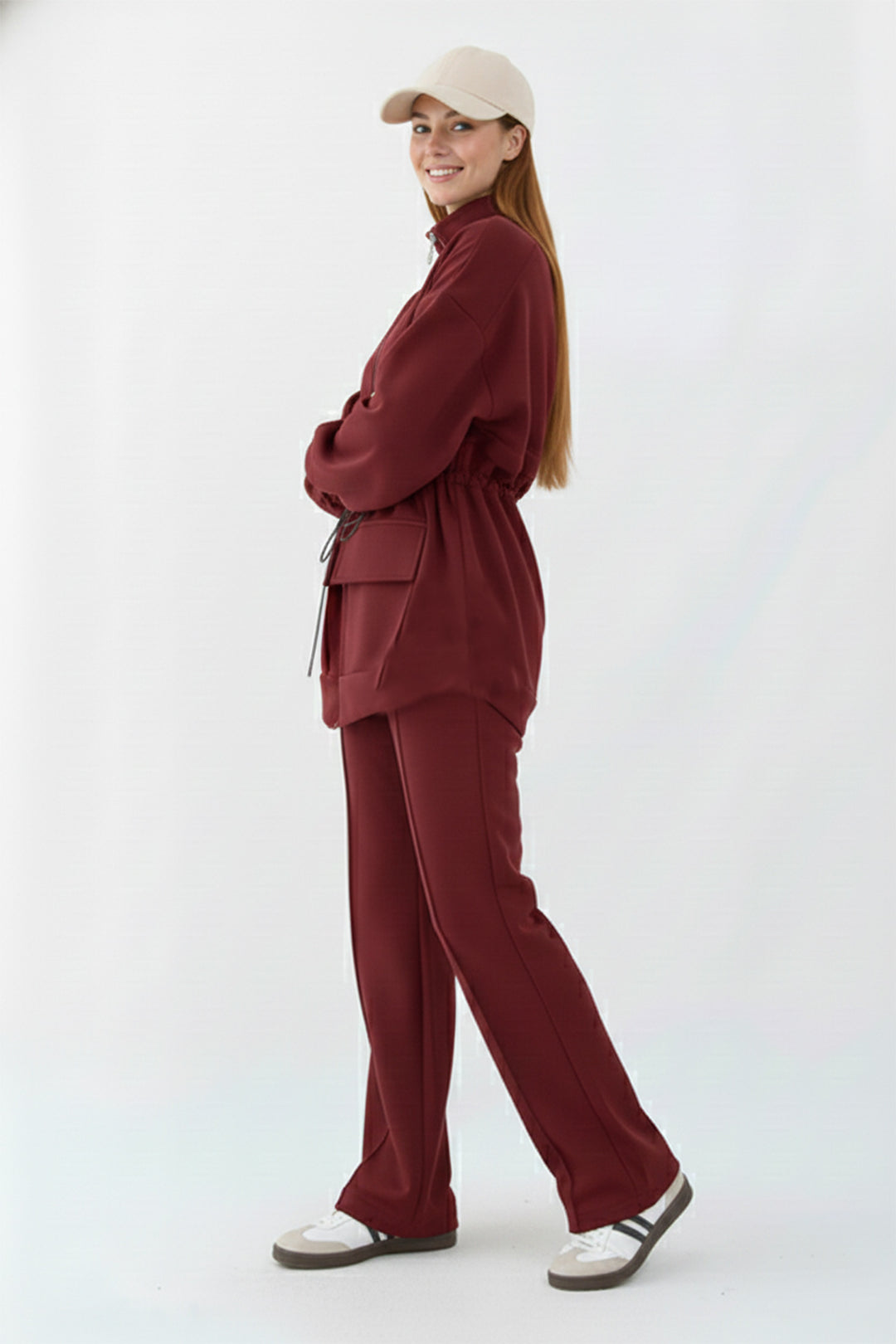 BNG Women Ruched Scuba Set N5404 Burgundy - Palm Harbor