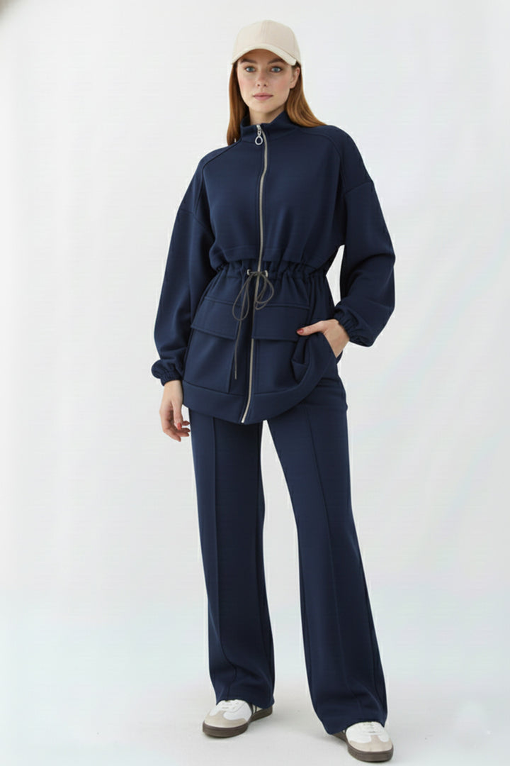 BNG Women Belden Büzgülü Scuba Takım N5404 Lacivert - New York