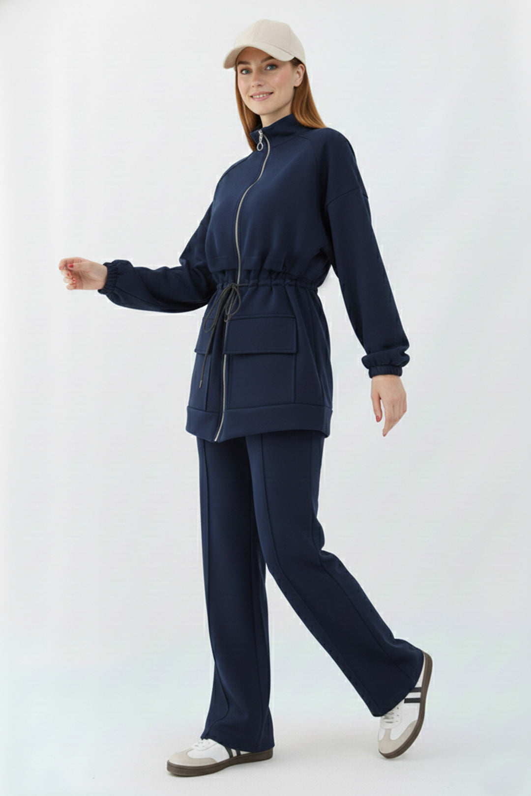 BNG Women Belden Büzgülü Scuba Takım N5404 Lacivert - New York