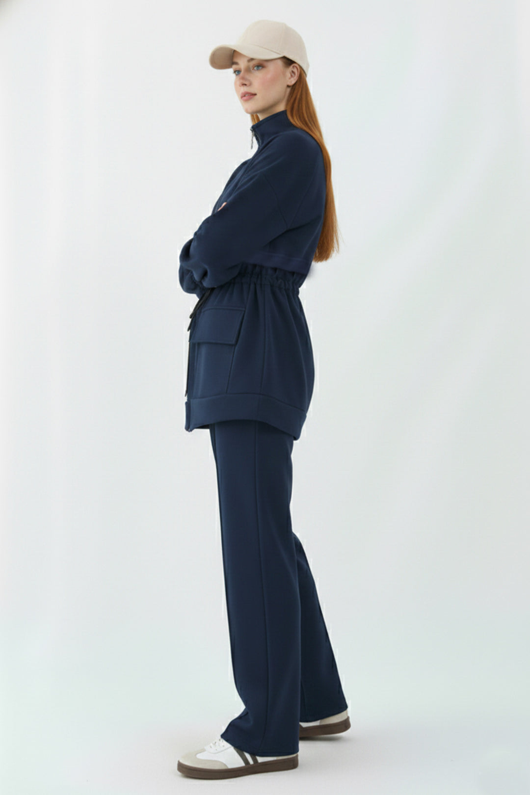 BNG Women Belden Büzgülü Scuba Takım N5404 Lacivert - New York