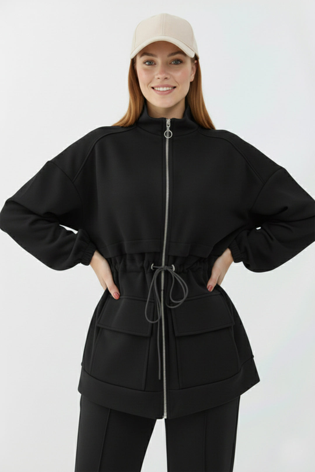 BNG Women Belden Büzgülü Scuba Takım N5404 Siyah - Loulé