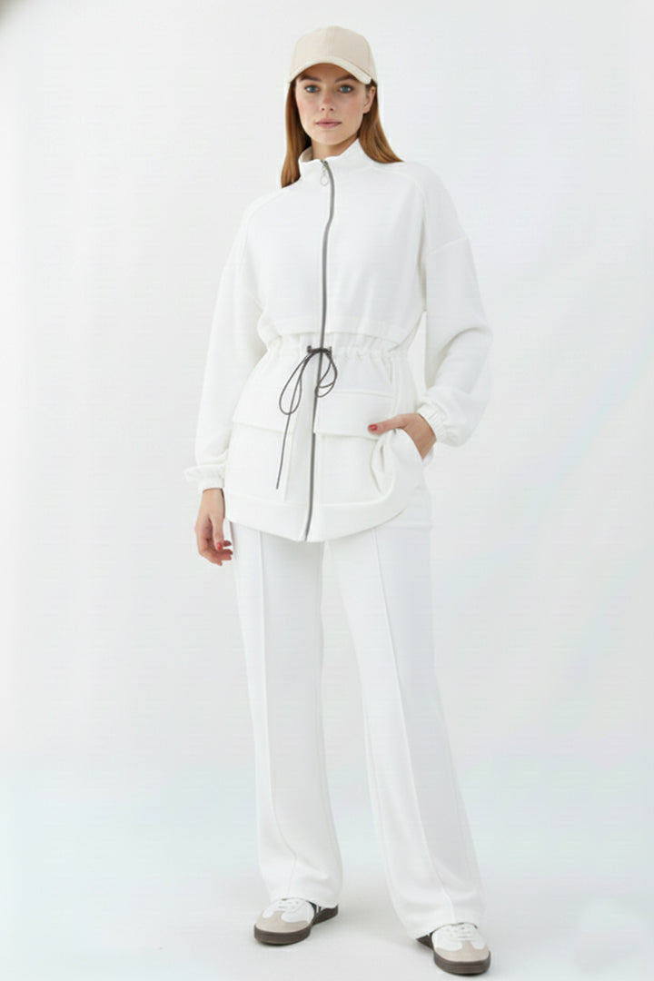 BNG Women Gathered Waist Scuba Set N5404 White - Covilhã