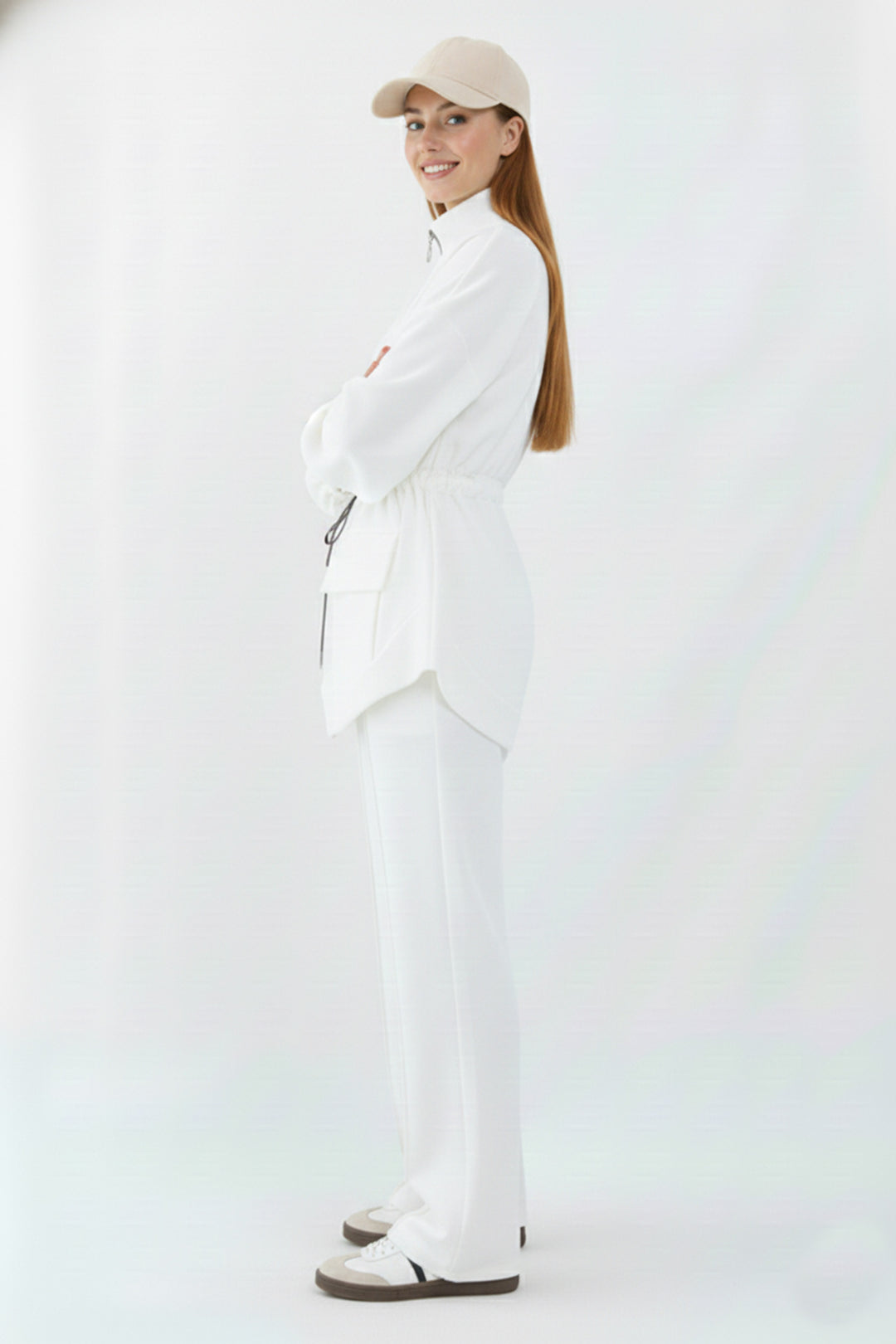 BNG Women Gathered Waist Scuba Set N5404 White - Covilhã