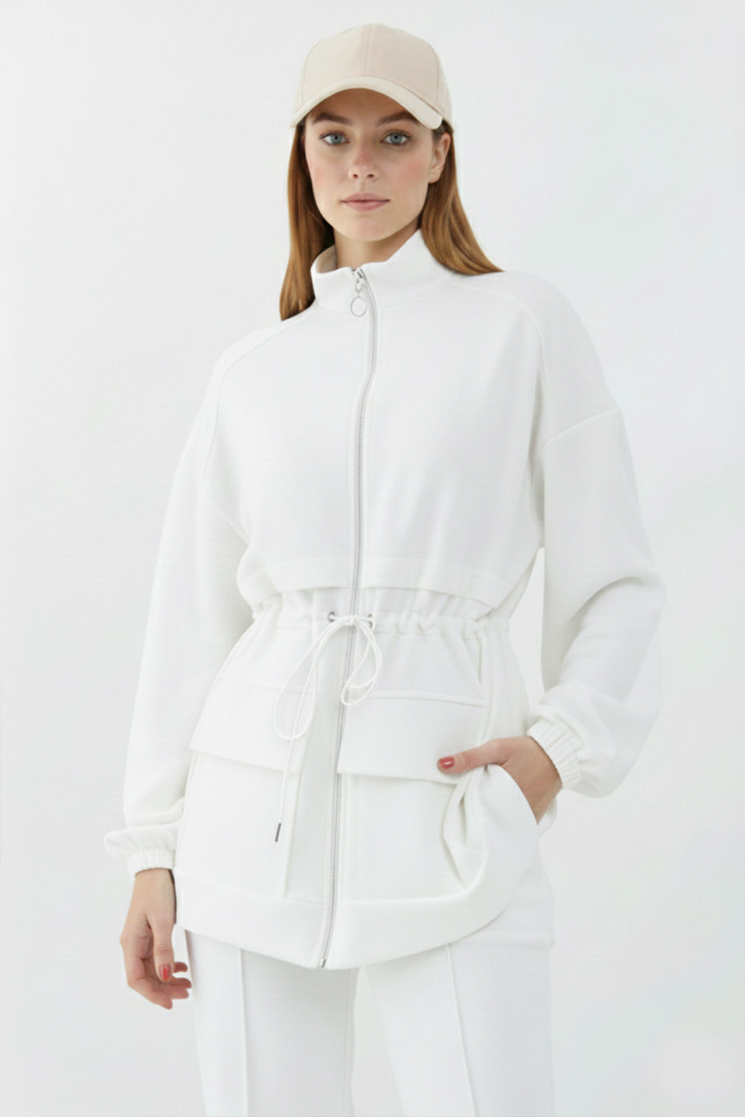 BNG Women Gathered Waist Scuba Set N5404 White - Covilhã