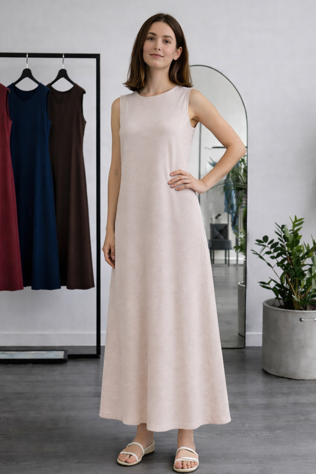 BNG Women Kolsuz İçlik Elbise N8102 Bej - Modesto