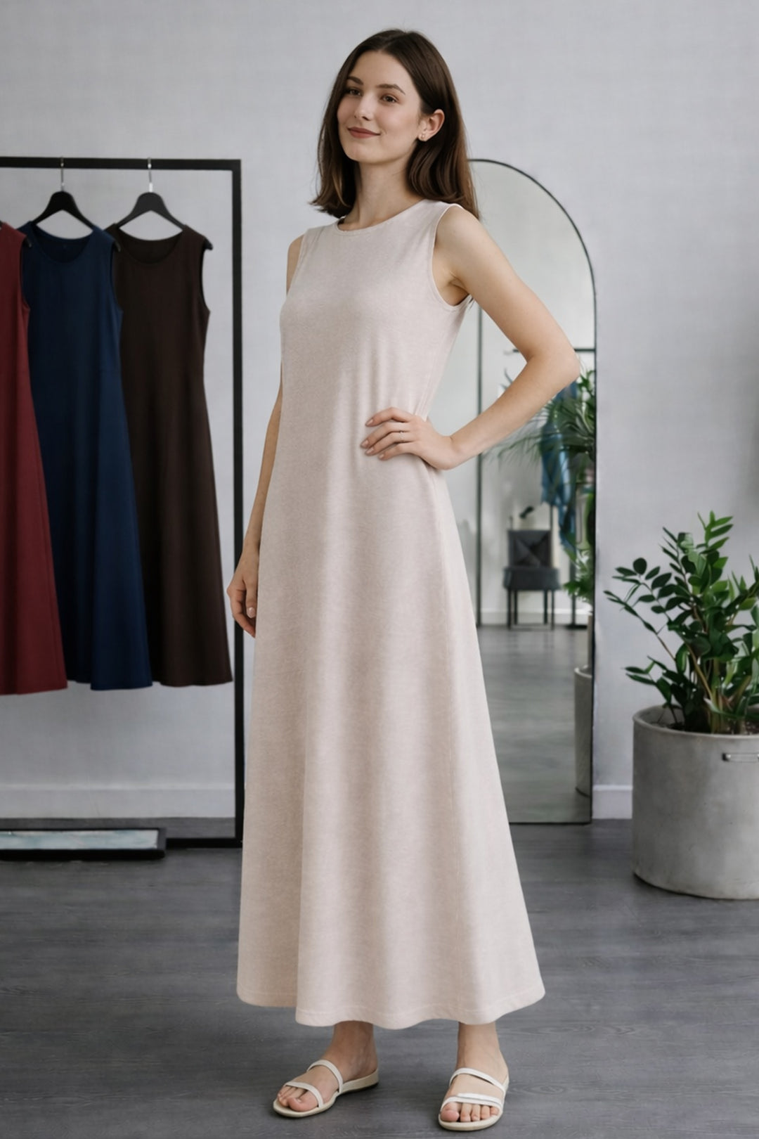 BNG Women Kolsuz İçlik Elbise N8102 Bej - Modesto
