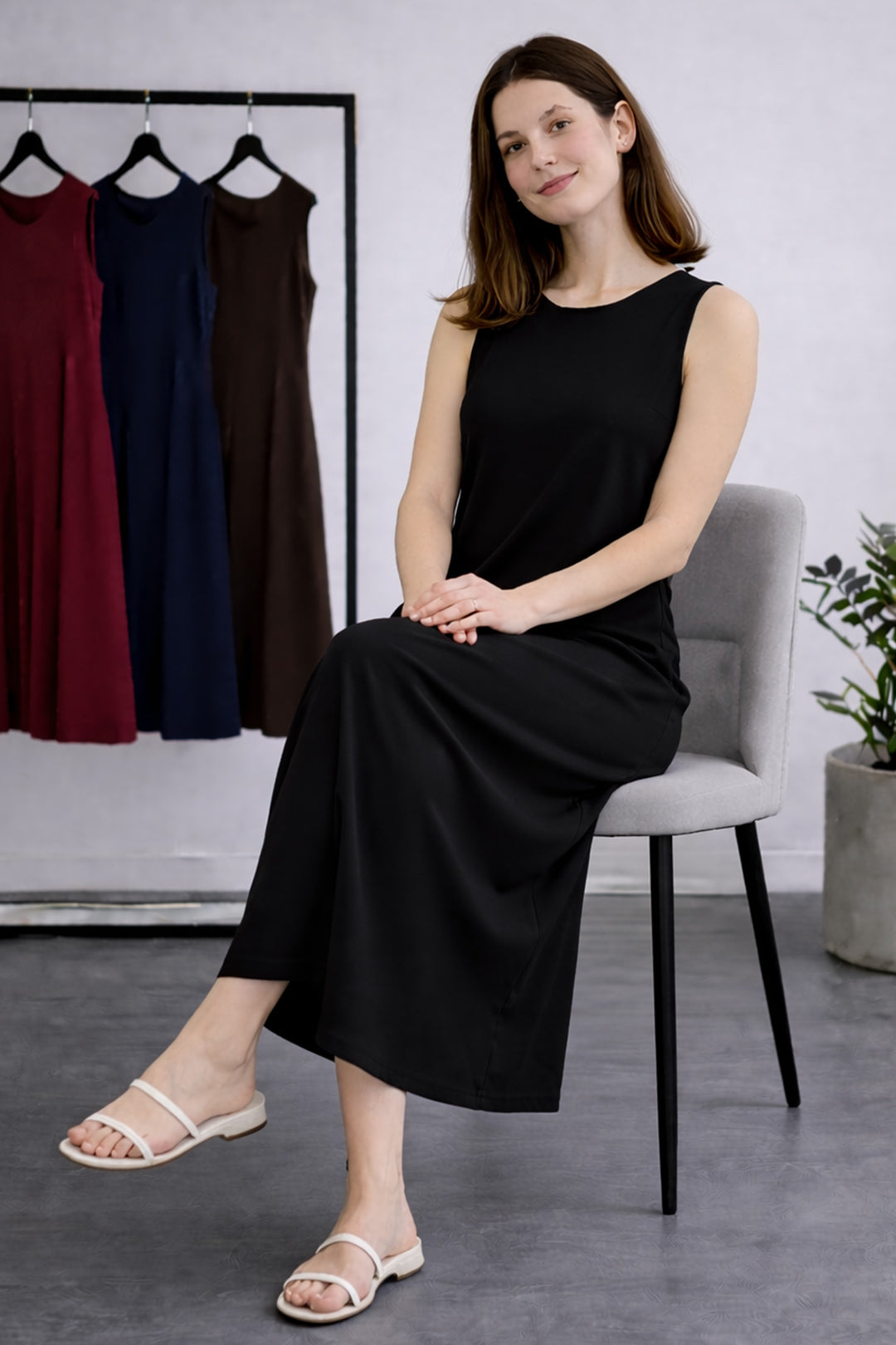 BNG Women Kolsuz İçlik Elbise N8102 Siyah - Binghamton