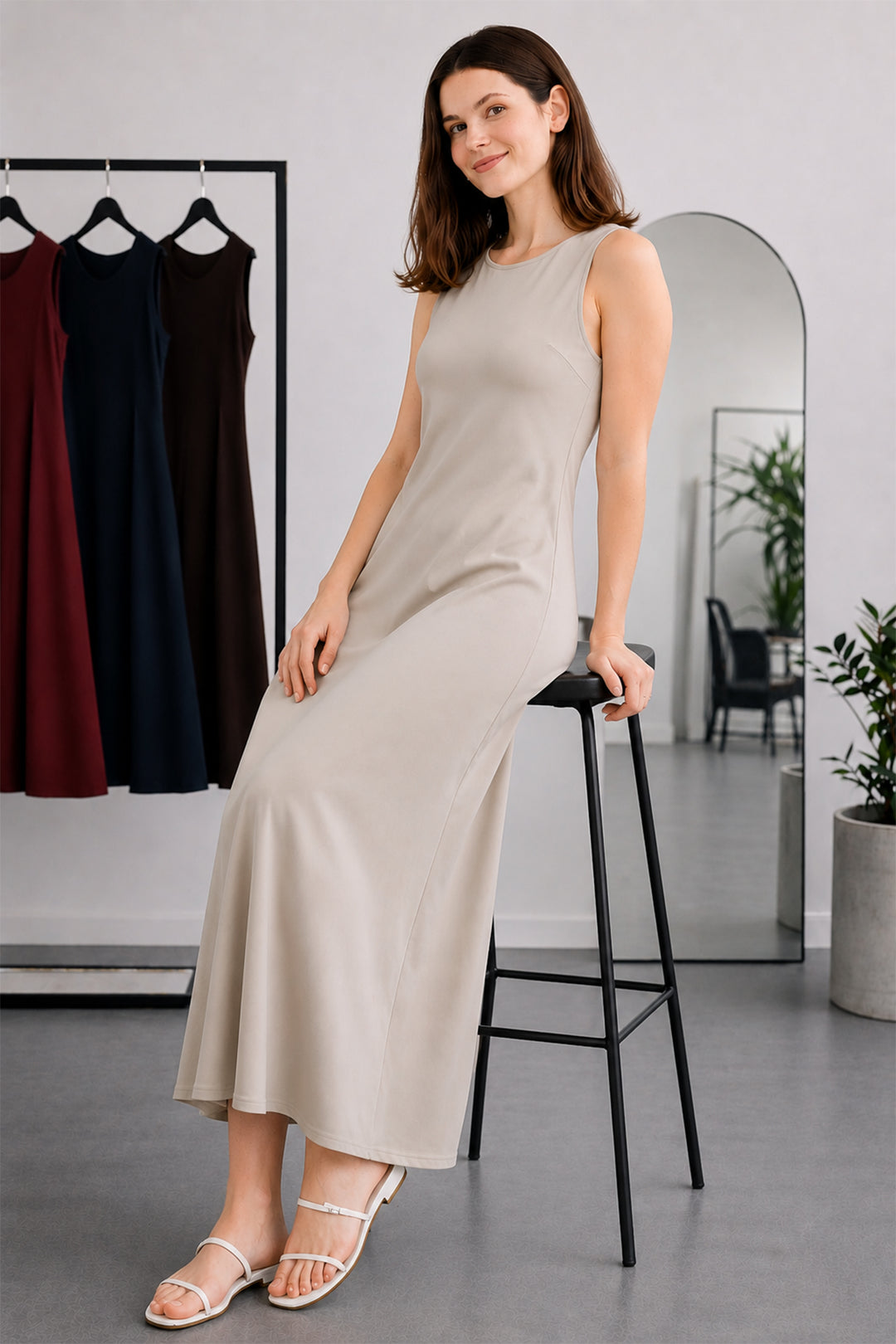 BNG Women Kolsuz İçlik Elbise N8102 Taş Rengi - Hoofddorp