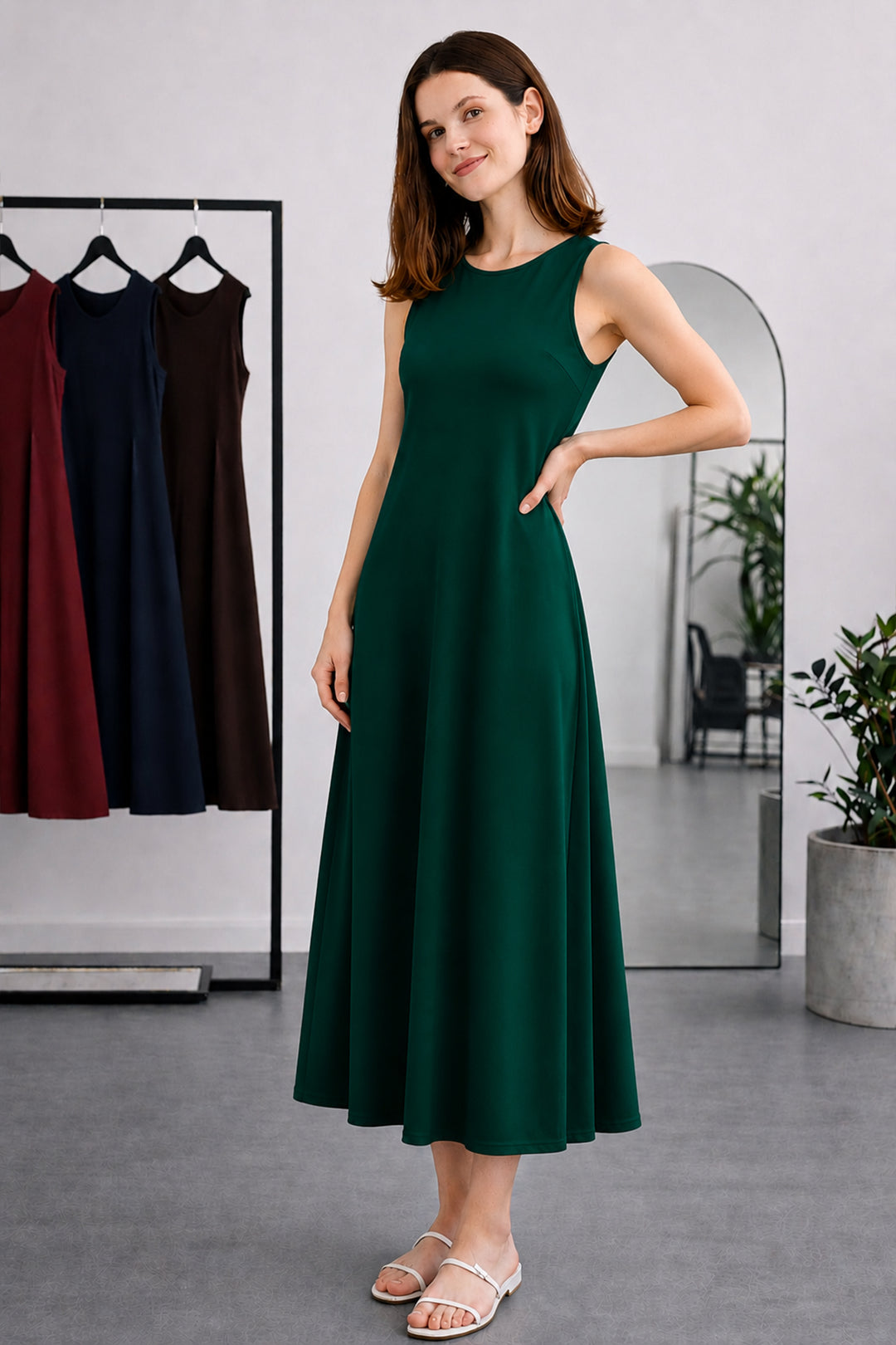 BNG Women Kolsuz İçlik Elbise N8102 Zümrüt Yeşili - Piscataway