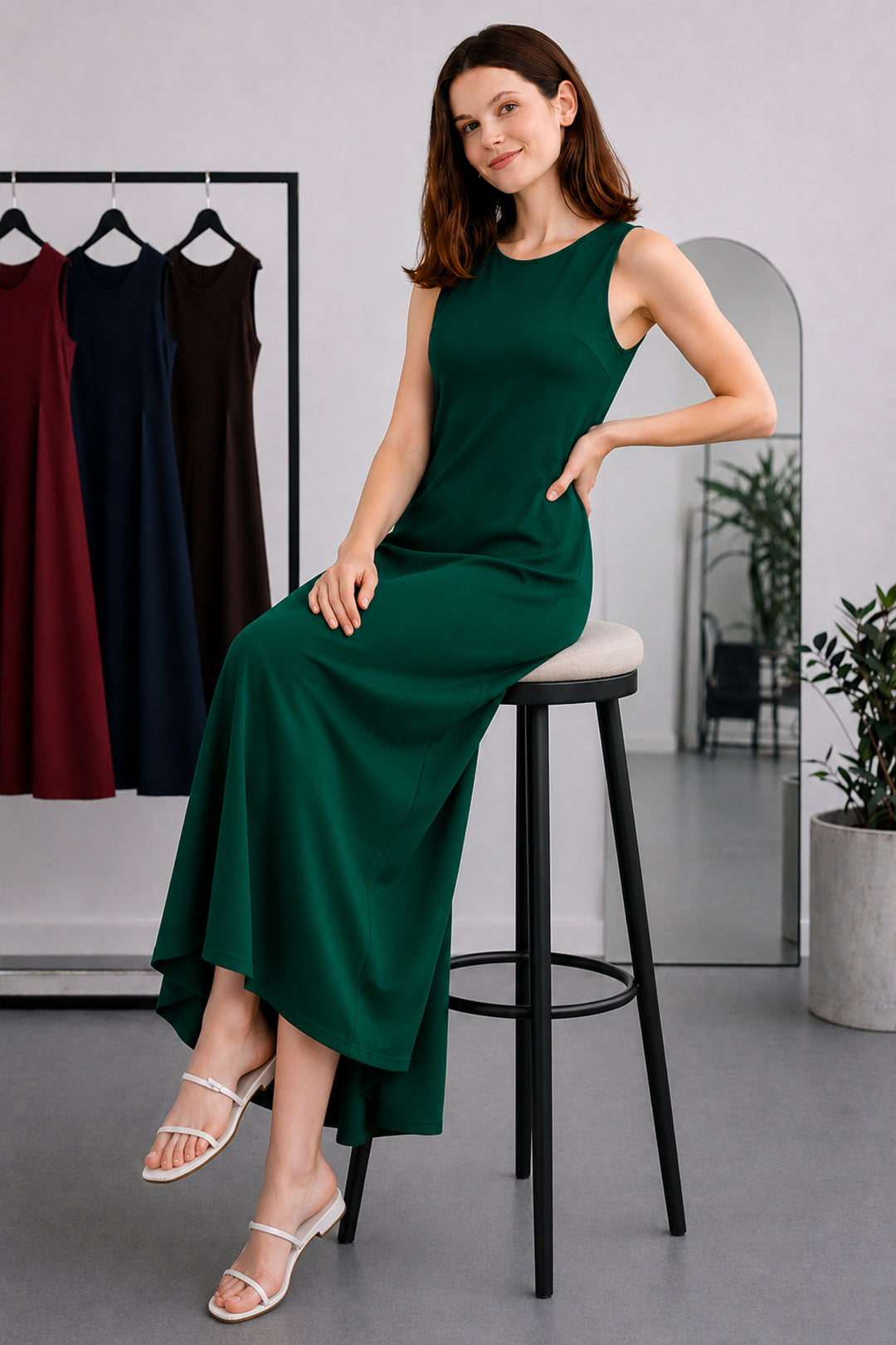 BNG Women Kolsuz İçlik Elbise N8102 Zümrüt Yeşili - Piscataway