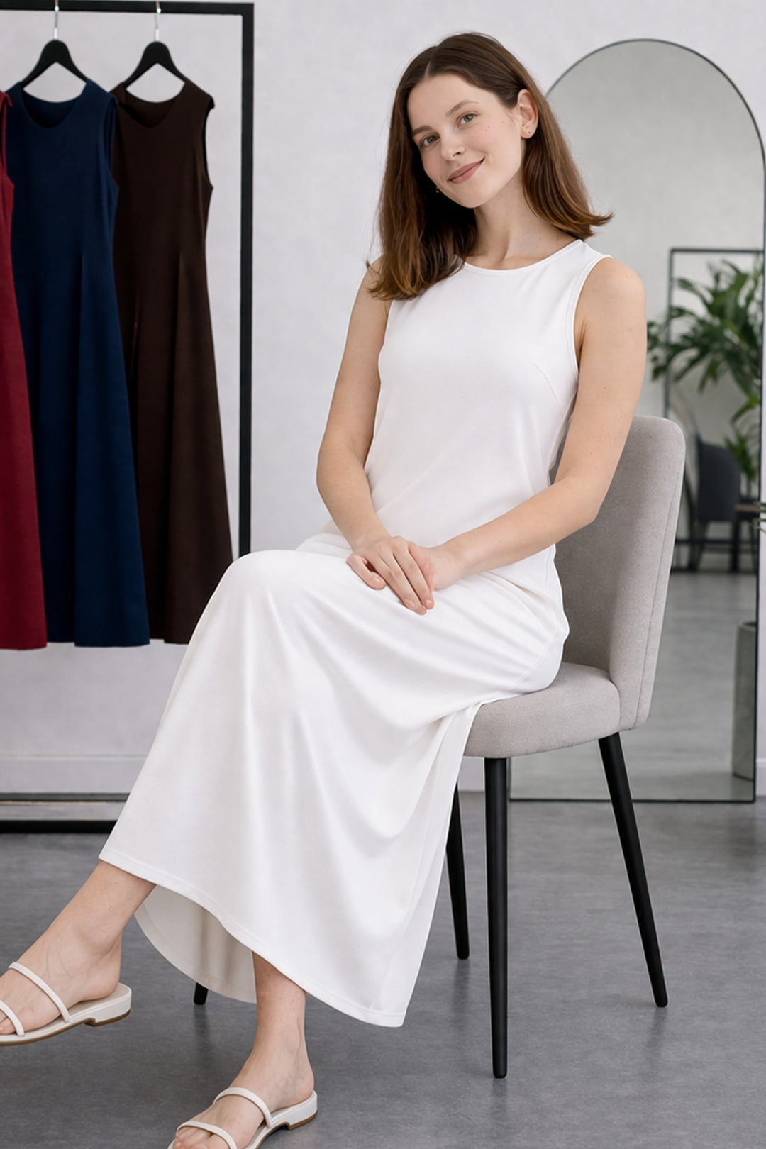BNG Women Kolsuz İçlik Elbise N8102 Beyaz - Chieti