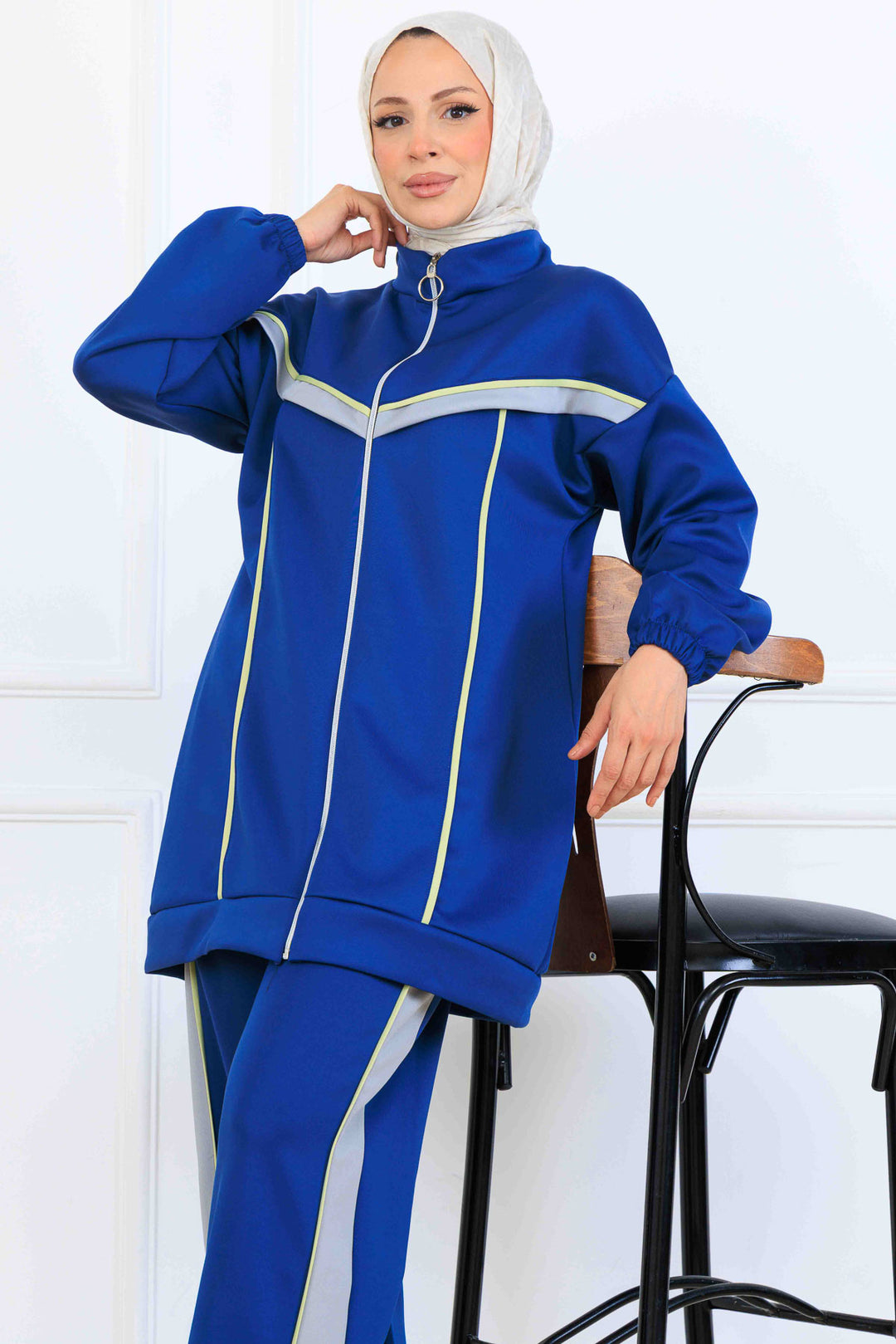 BNG Women Şerit Detaylı Scuba İkili Takım N5347 Mavi - Lodi