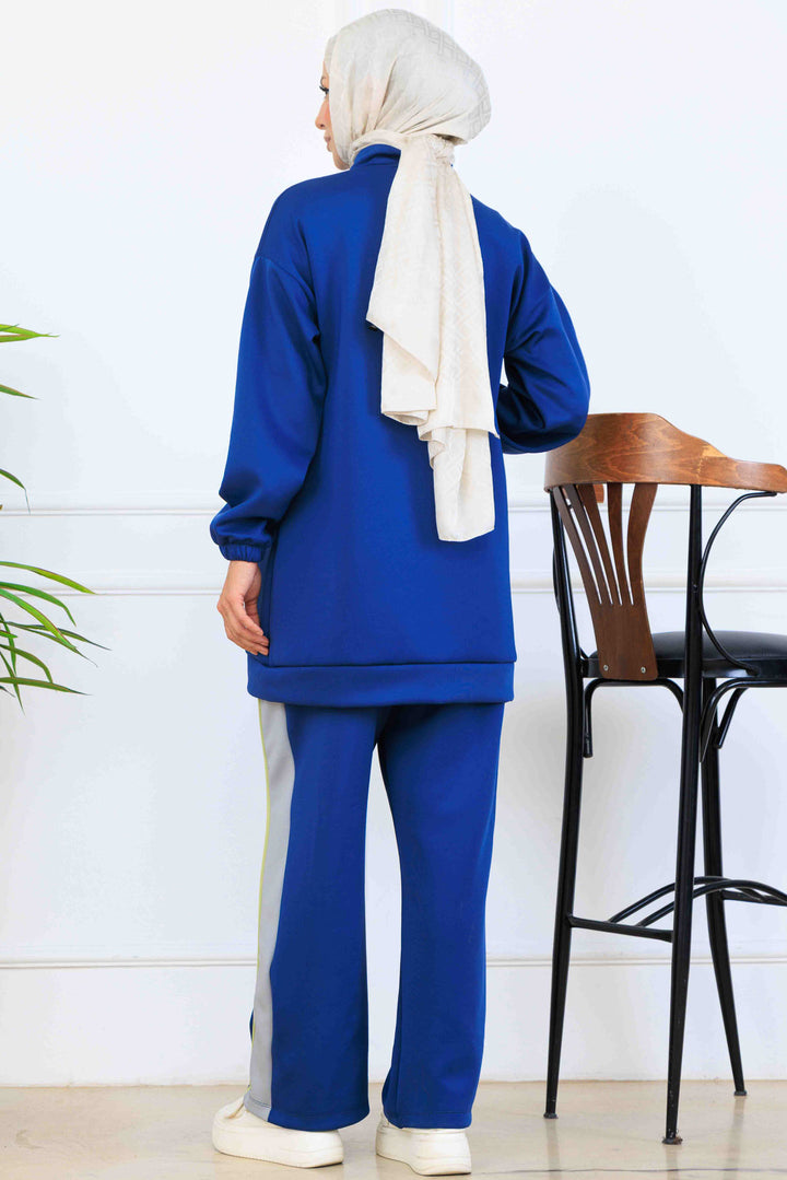 BNG Women Şerit Detaylı Scuba İkili Takım N5347 Mavi - Lodi