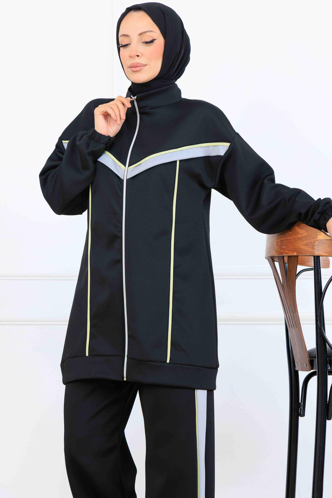 BNG Women Şerit Detaylı Scuba İkili Takım N5347 Siyah - La Orotava