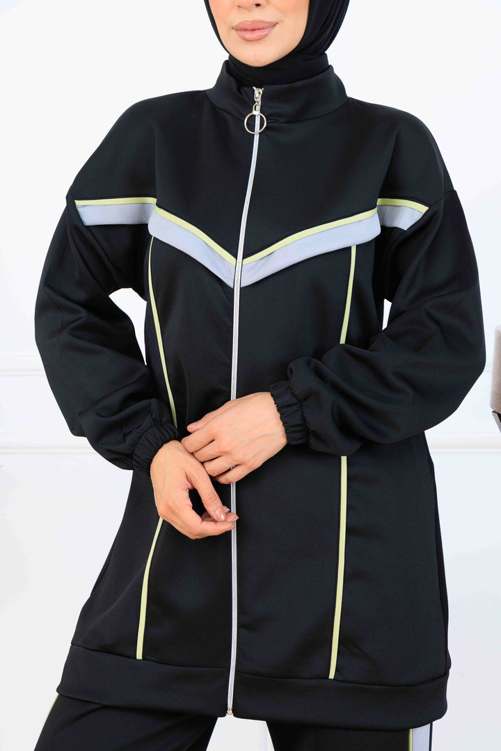 BNG Women Şerit Detaylı Scuba İkili Takım N5347 Siyah - La Orotava