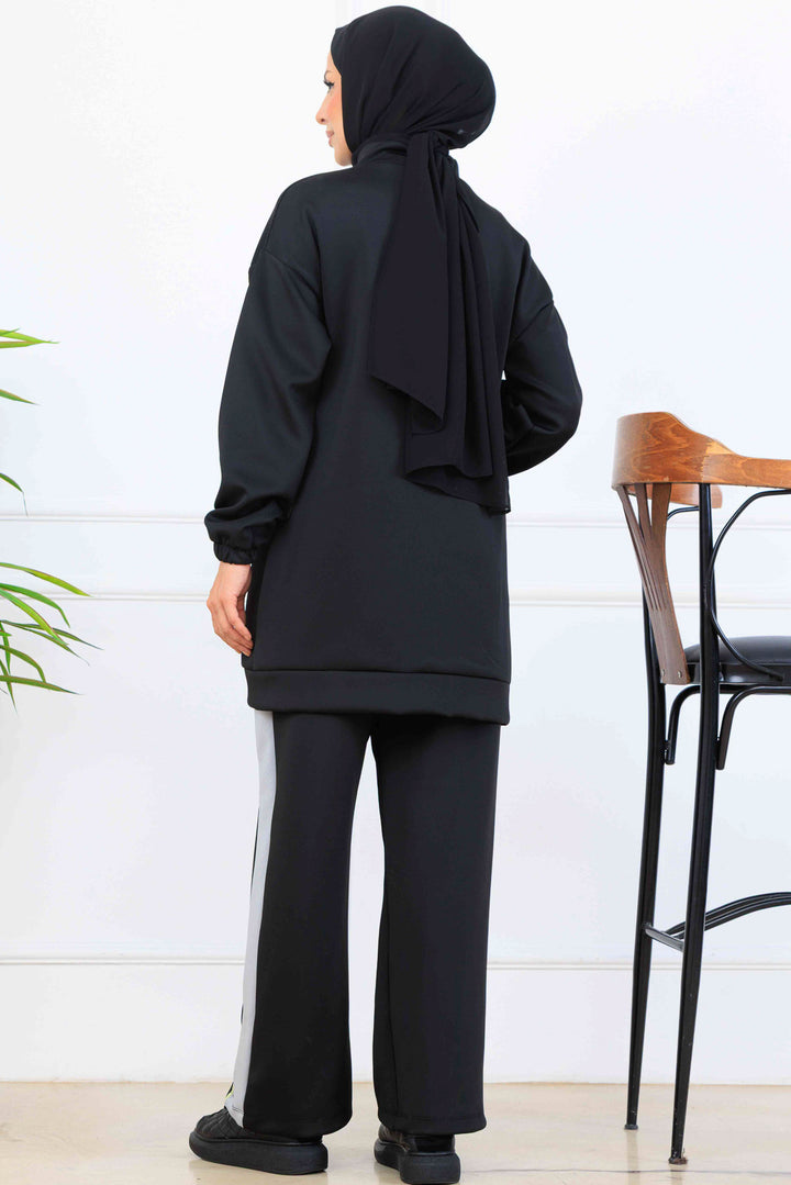 BNG Women Şerit Detaylı Scuba İkili Takım N5347 Siyah - La Orotava