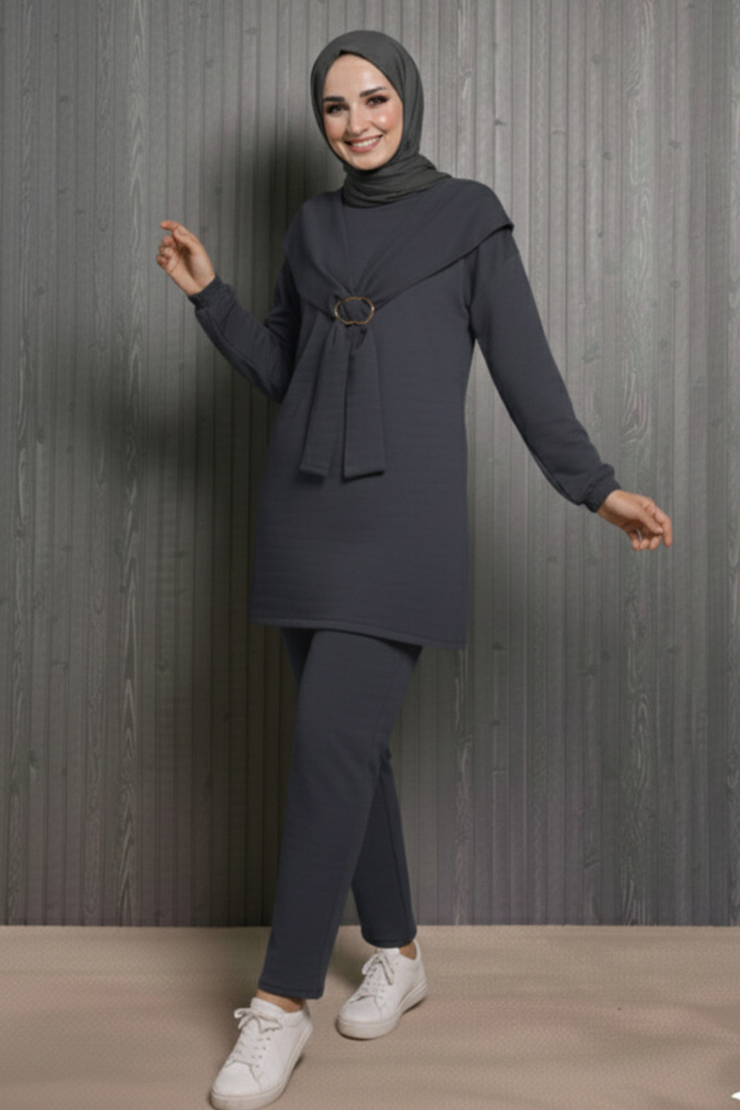 BNG Women Toka Detailed Oyisho Two-Piece Set N5424 Anthracite - Huehuetoca