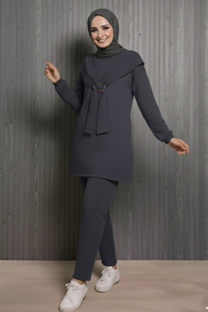 BNG Women Toka Detailed Oyisho Two-Piece Set N5424 Anthracite - Huehuetoca