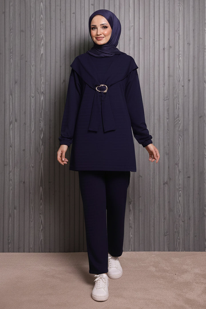 BNG Women Toka Detailed Oyisho Two-Piece Set N5424 Navy - El Cajon