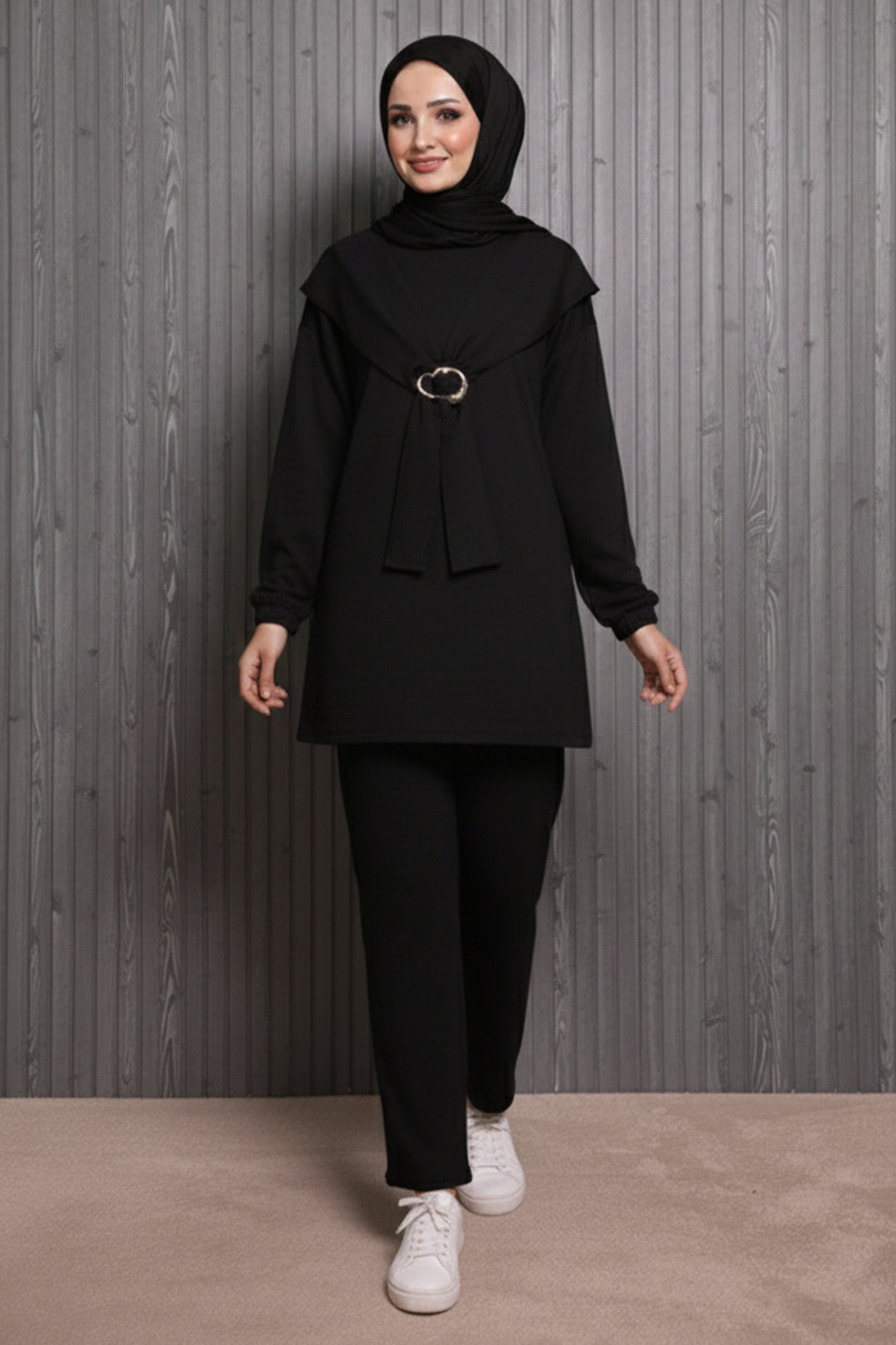 BNG Women Toka Detaylı Oyisho İkili Takım N5424 Siyah - Brownsville