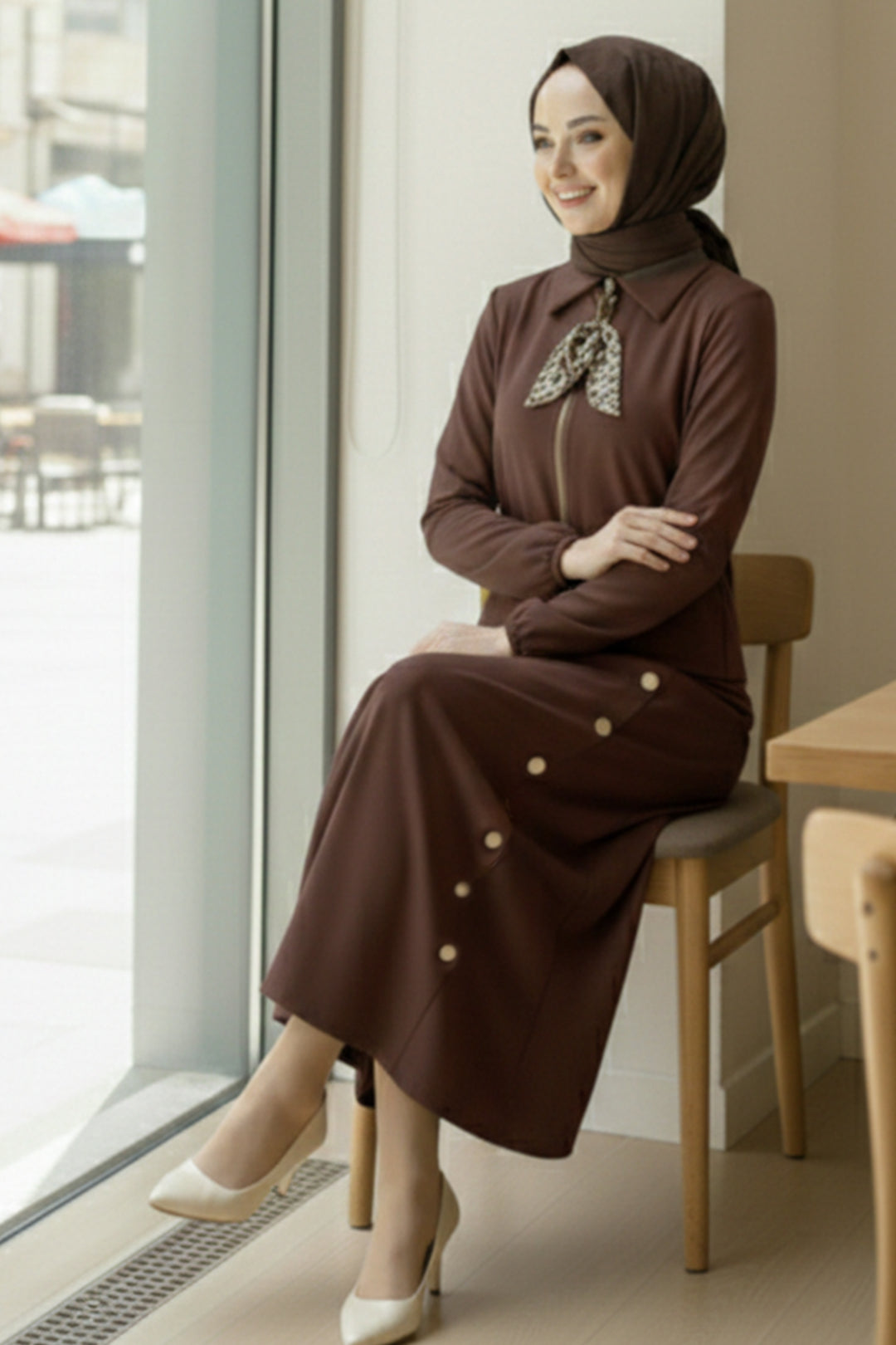 BNG Women Scarf Hijab Two Piece Set N7173 Brown - Lüdenscheid