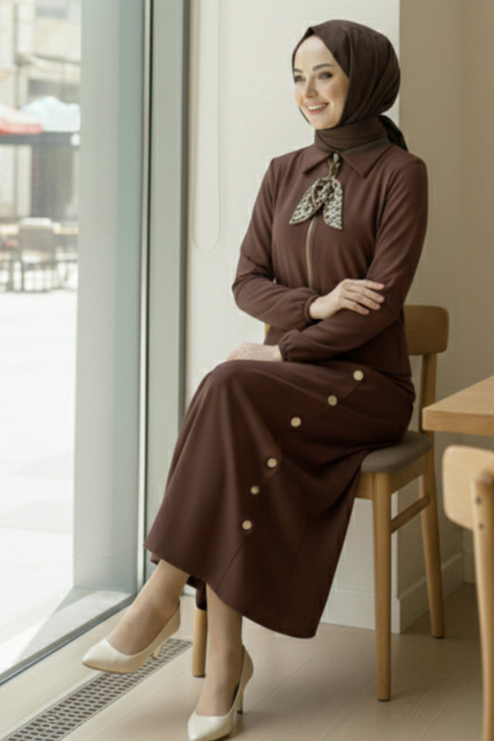 BNG Women Scarf Hijab Two Piece Set N7173 Brown - Lüdenscheid
