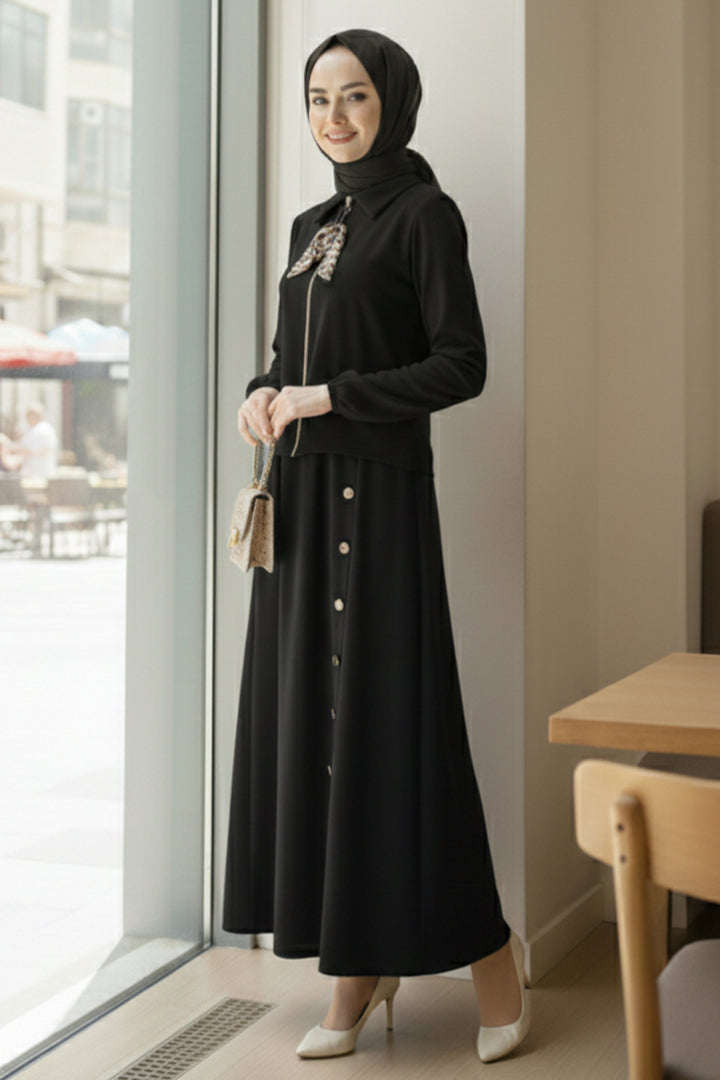BNG Women Scarf Hijab Two Piece Set N7173 Black - Weißenfels