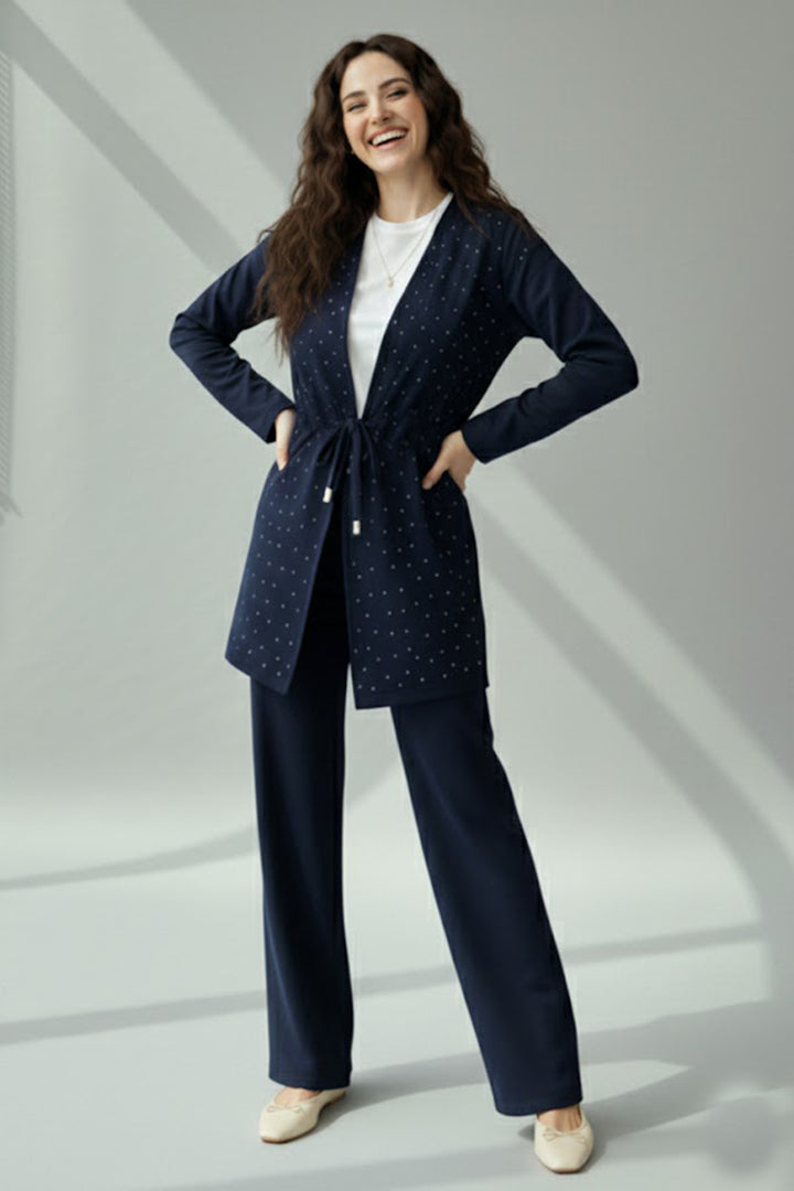 BNG Women Stone-embellished Hijab Two-piece Set N7176 Navy Blue - Roosendaal