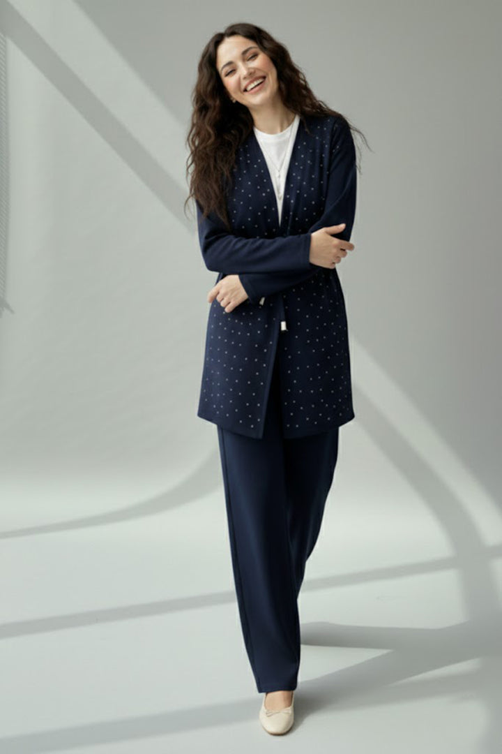 BNG Women Stone-embellished Hijab Two-piece Set N7176 Navy Blue - Roosendaal