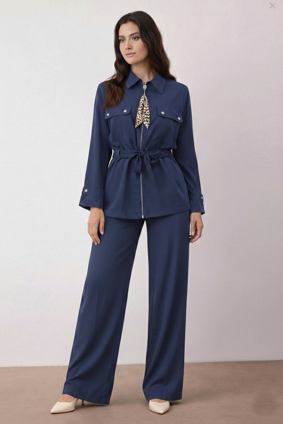 BNG Women Fularlı İkili Takım N7203 Lacivert - DeSoto