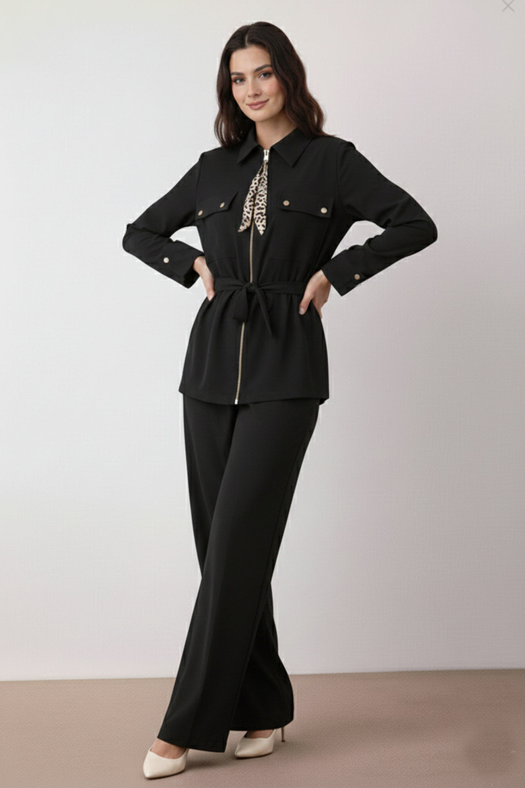 BNG Women Fularlı İkili Takım N7203 Siyah - Brookline
