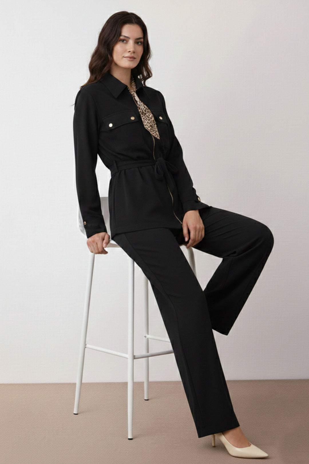 BNG Women Fularlı İkili Takım N7203 Siyah - Brookline